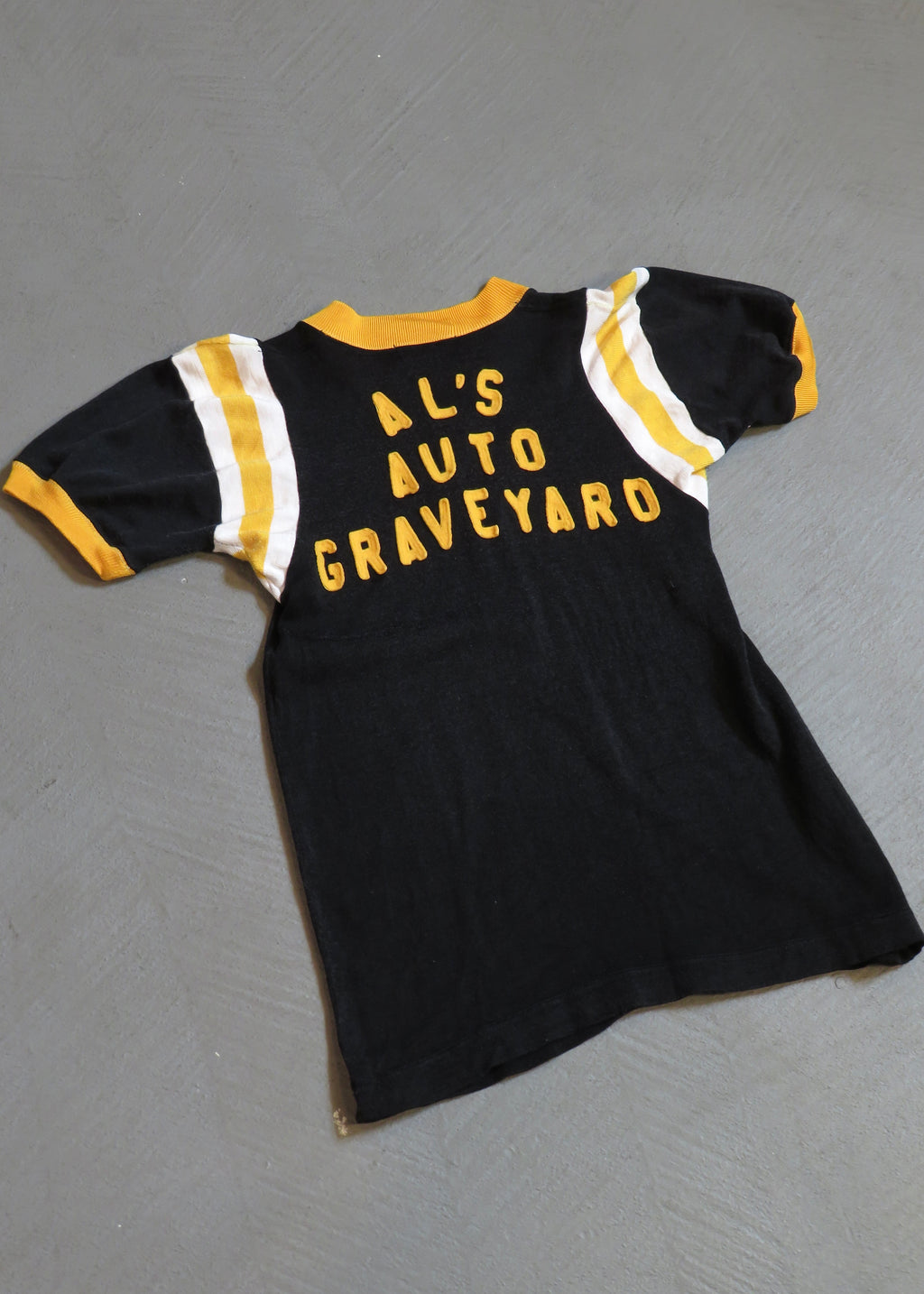 1940s Al's Auto Graveyard Felt Letter Jersey | S