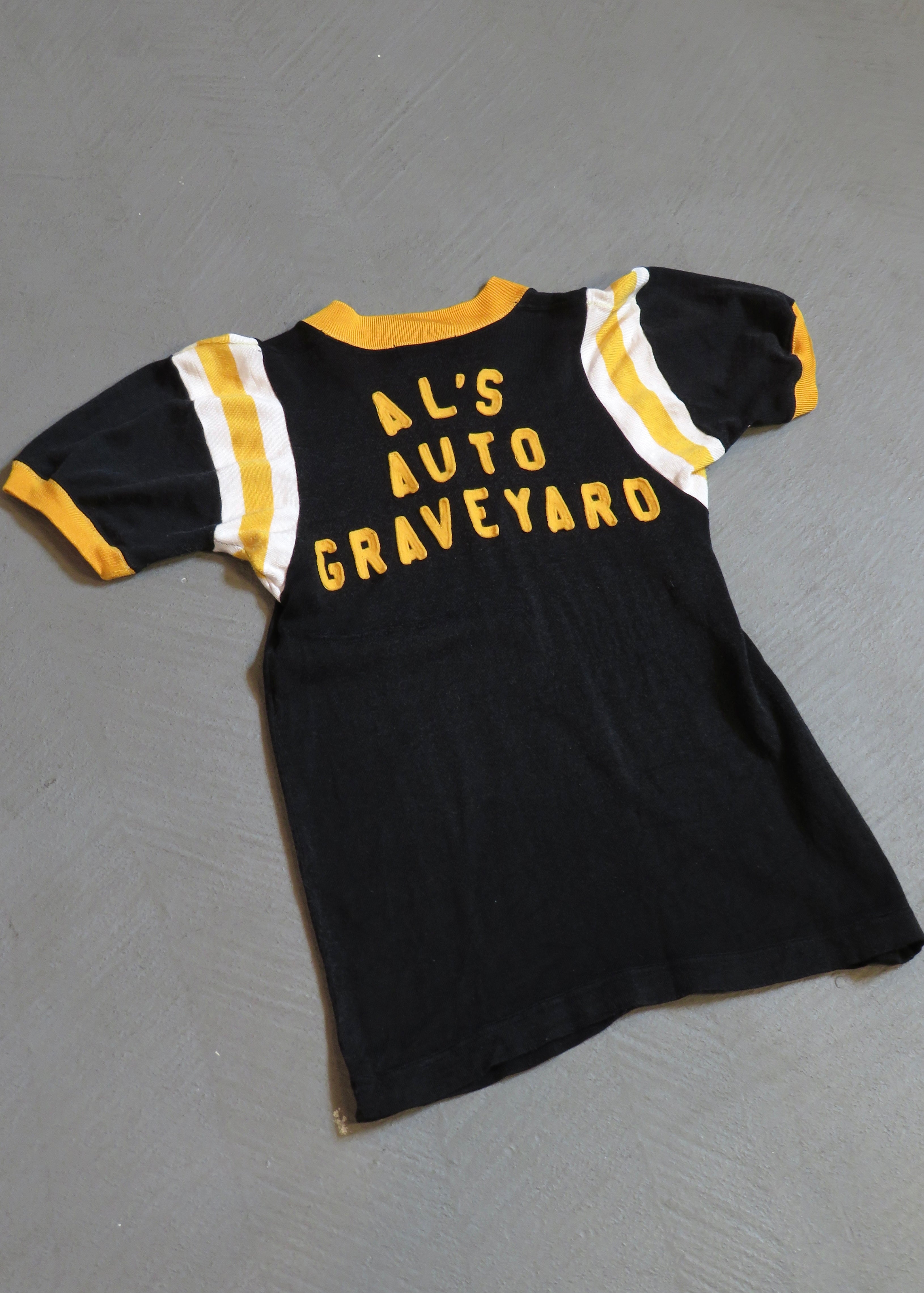 1940s Al's Auto Graveyard Felt Letter Jersey | S