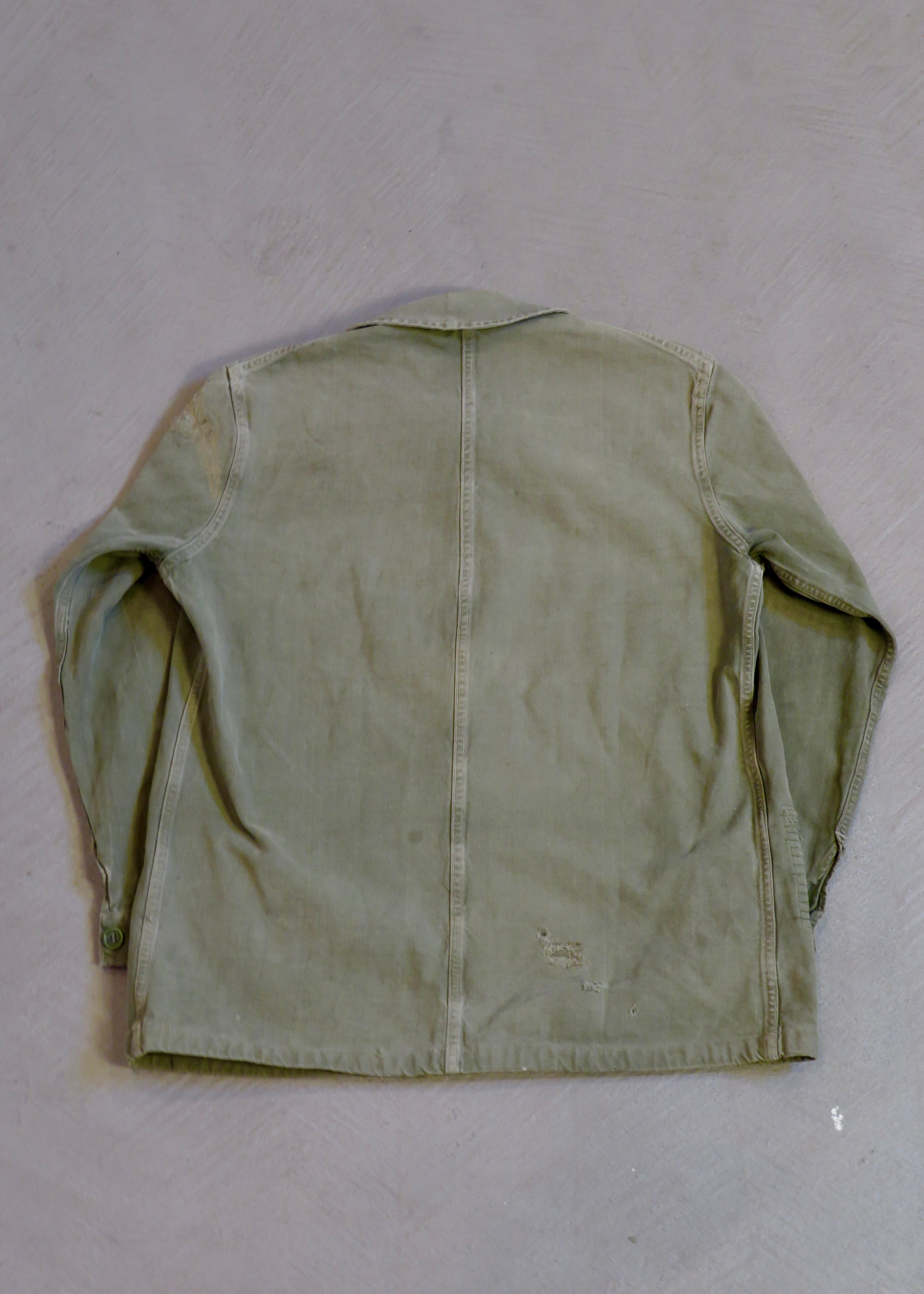 Vintage 1960s French Military Olive Green Chore Jacket