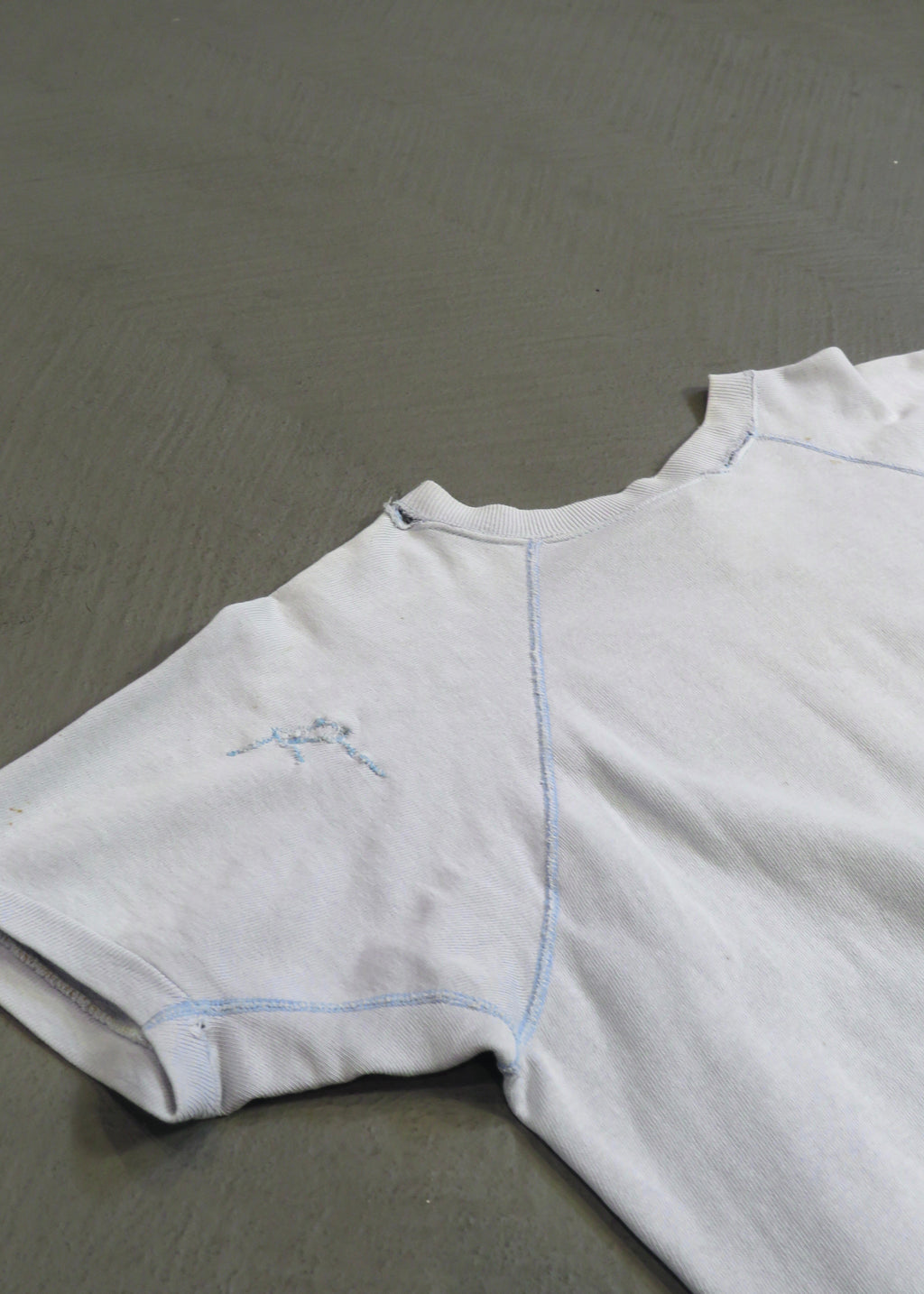 1960s Southern Illinois University Light Blue Distressed Short Sleeved Sweatshirt