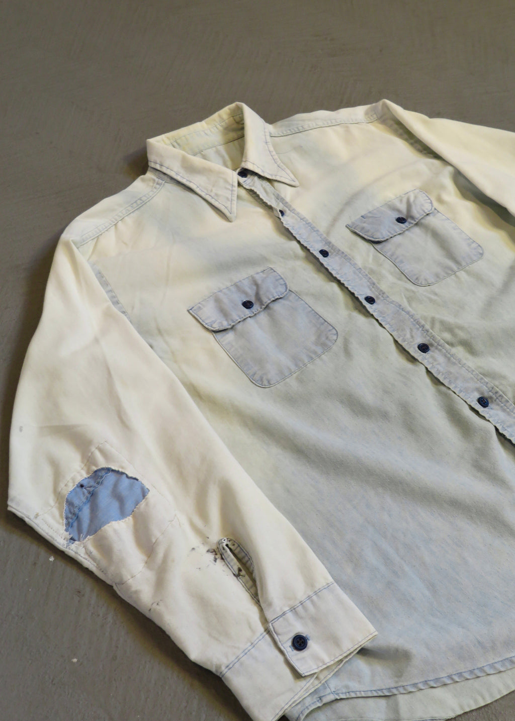 1950s Overalls Faded Chambray Shirt