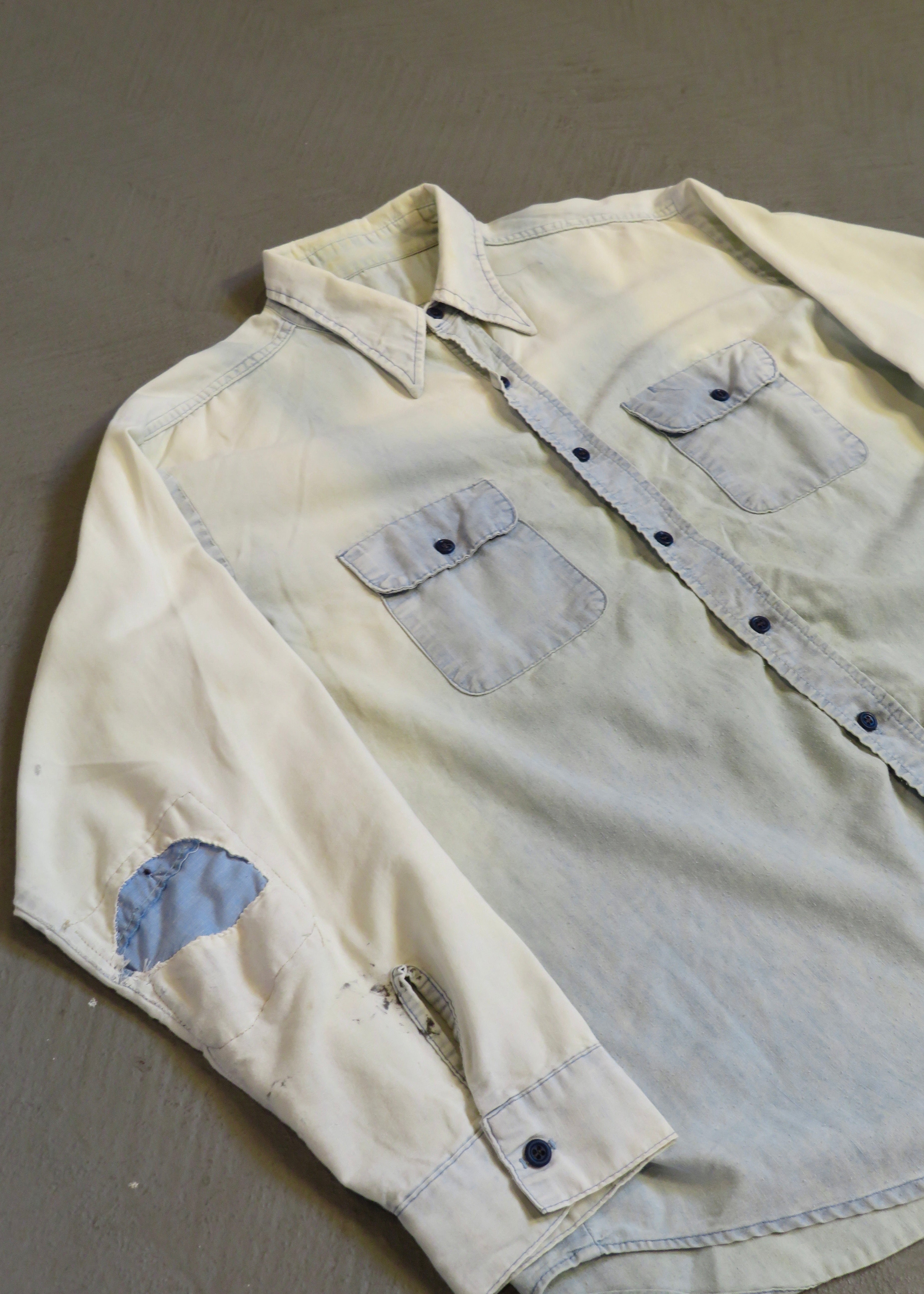 1950s Overalls Faded Chambray Shirt