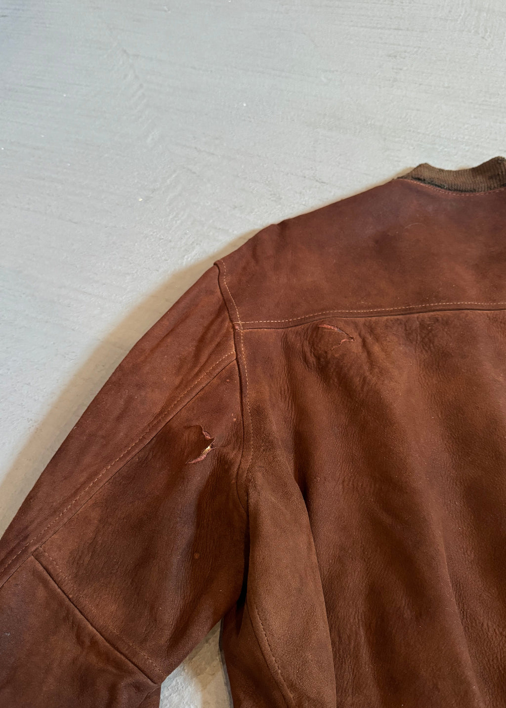 1950s Chocolate Suede Bomber Jacket