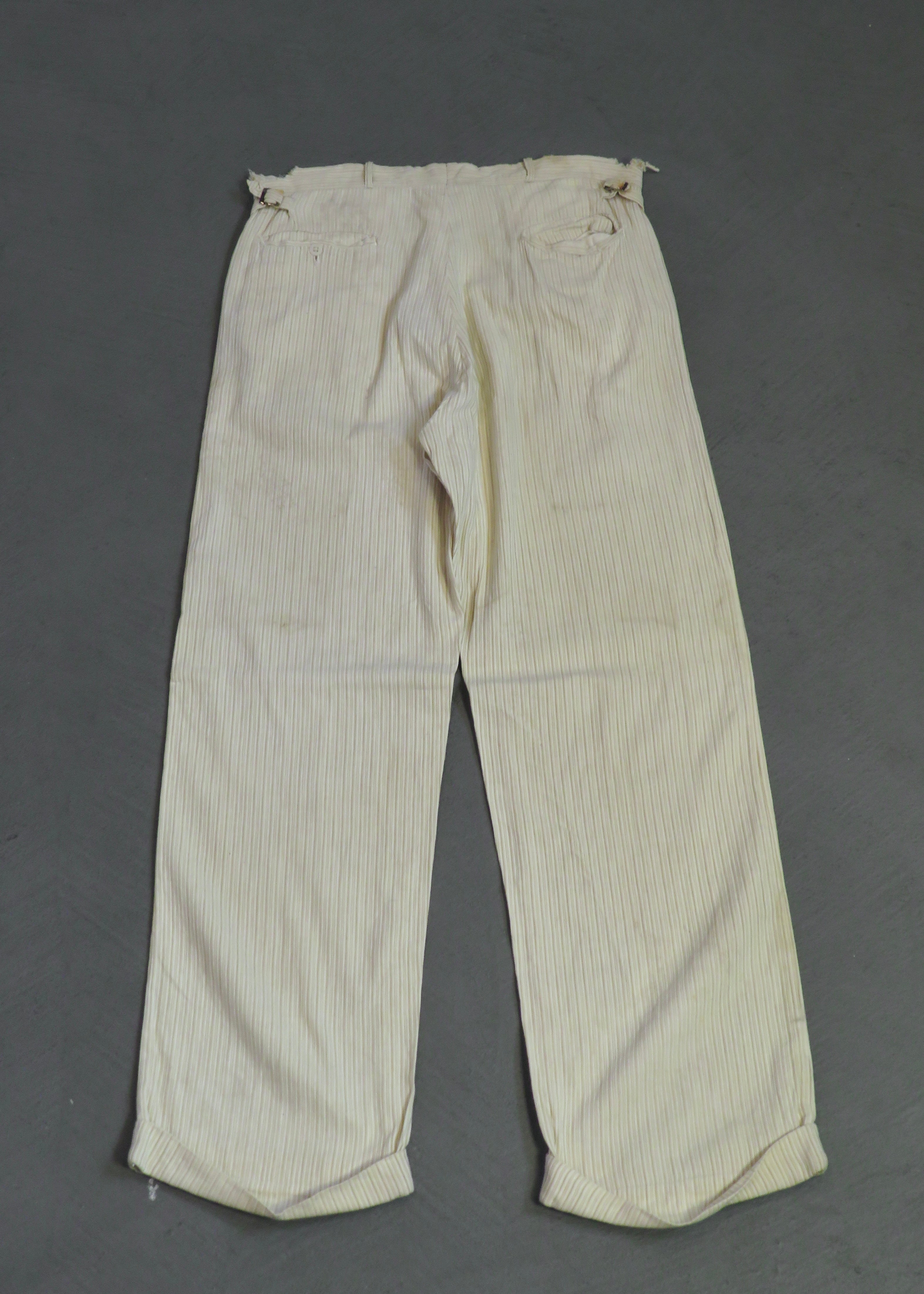 1930s Distressed Corded Side-Buckle Trousers | 33"x30"