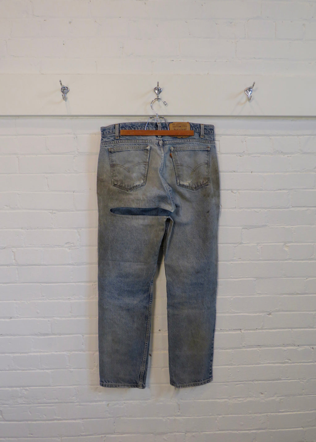 1990s Levi's 505 Orange Tab Dirty Wash Repaired Jeans