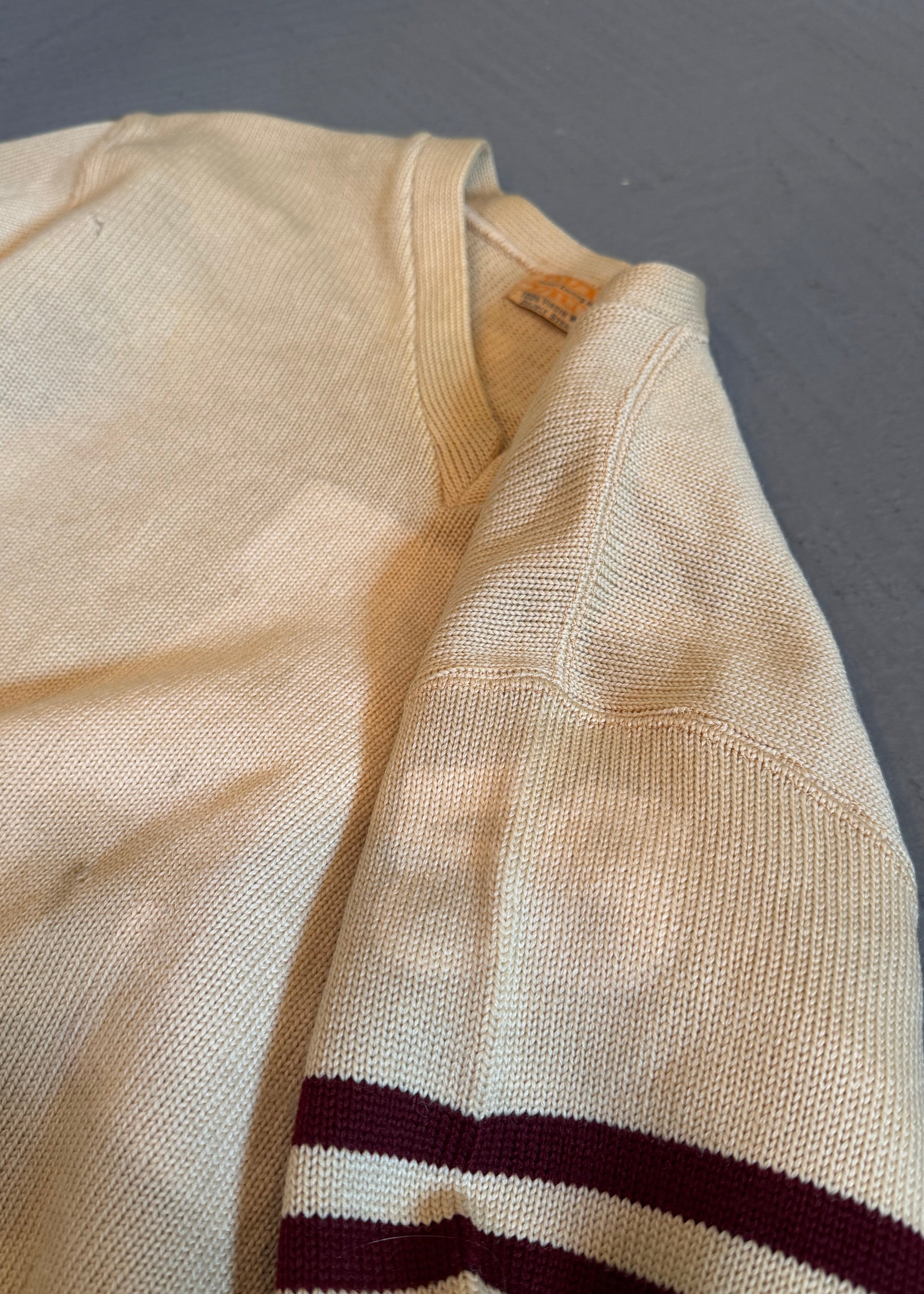 1940s Ghost Letter V-Neck Varsity Sweater