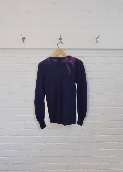1950s Distressed Petite Navy Cardigan