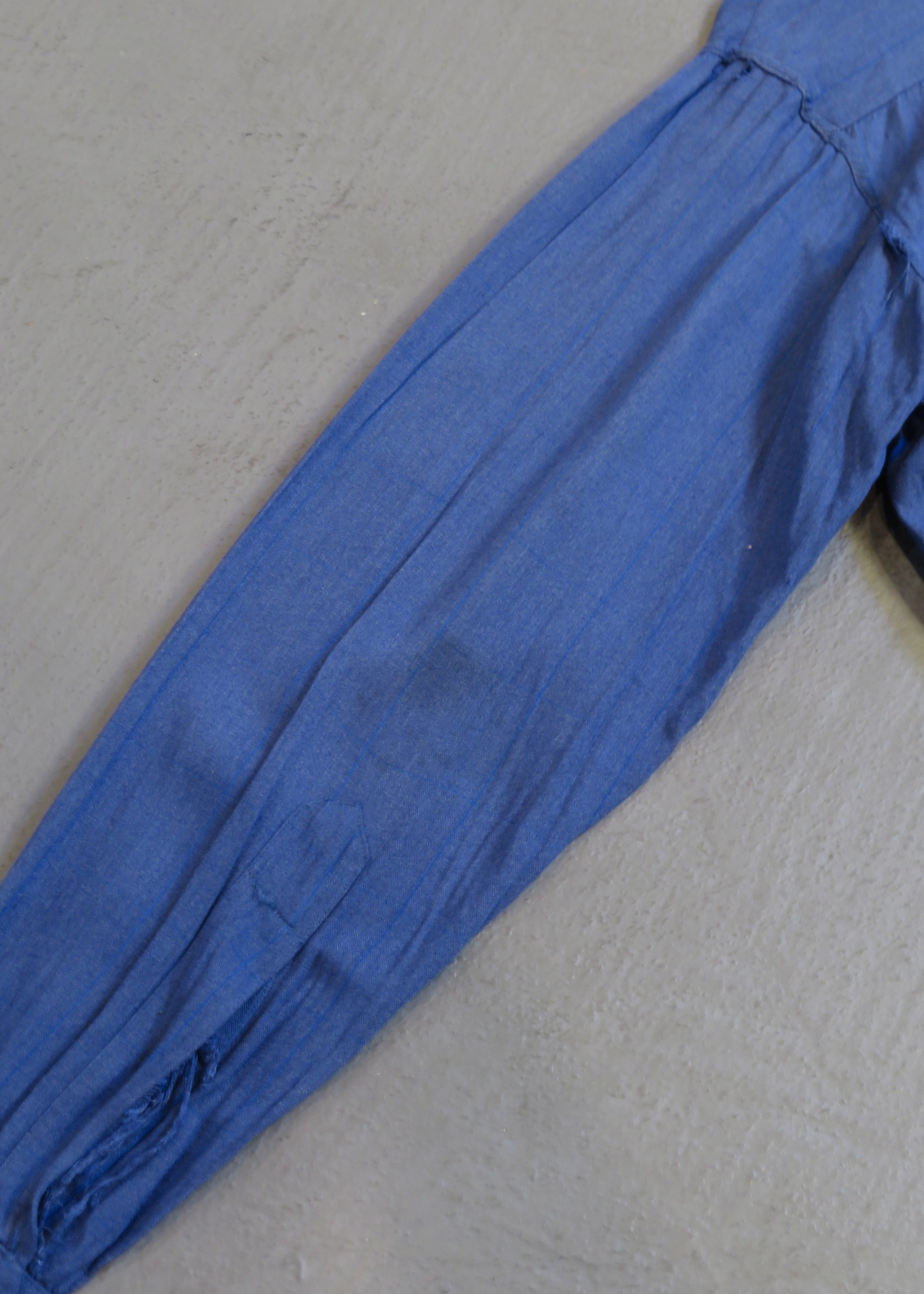 1950s Blue Plaid Wool Gabardine Overshirt
