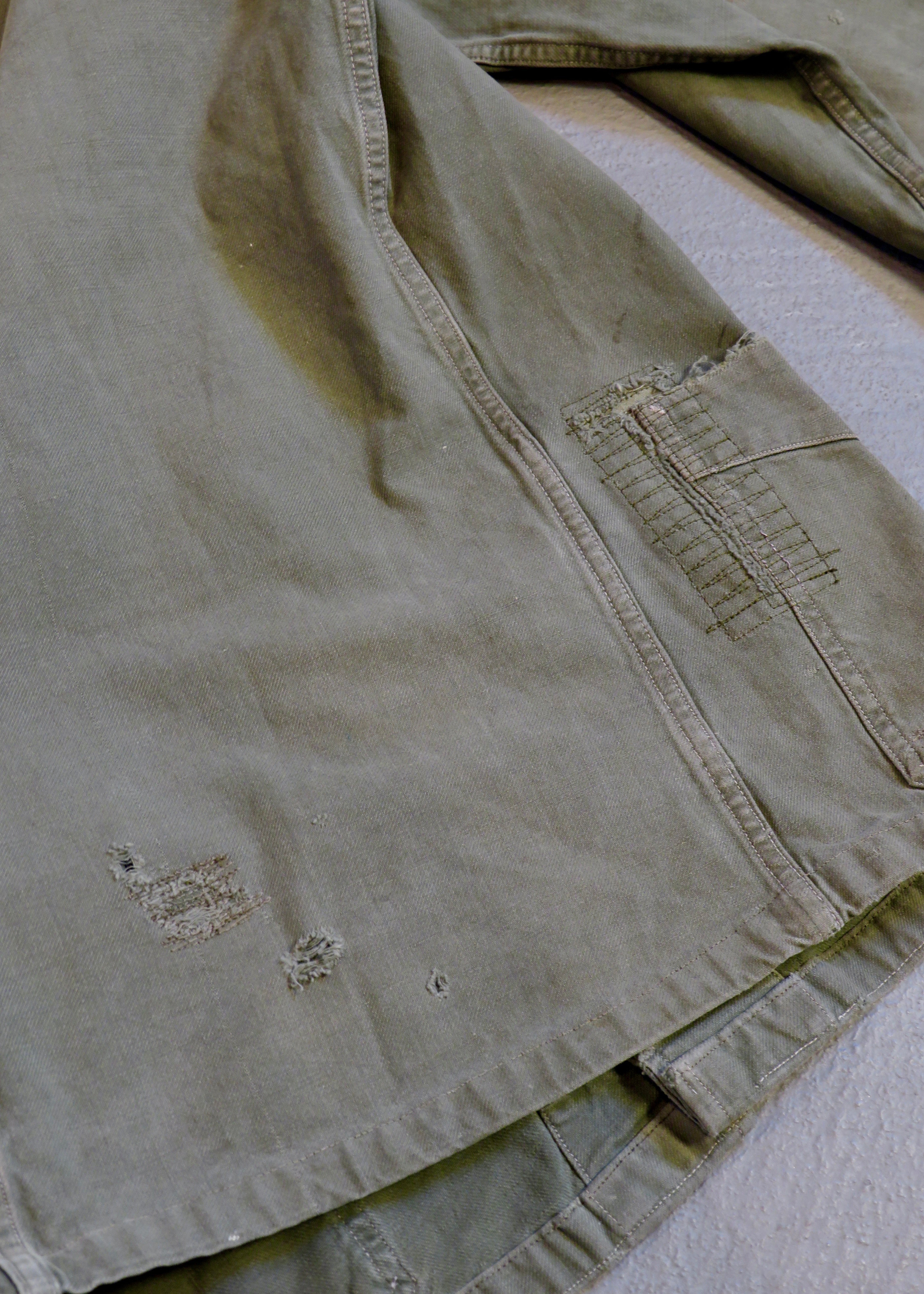 Vintage 1960s French Military Olive Green Chore Jacket