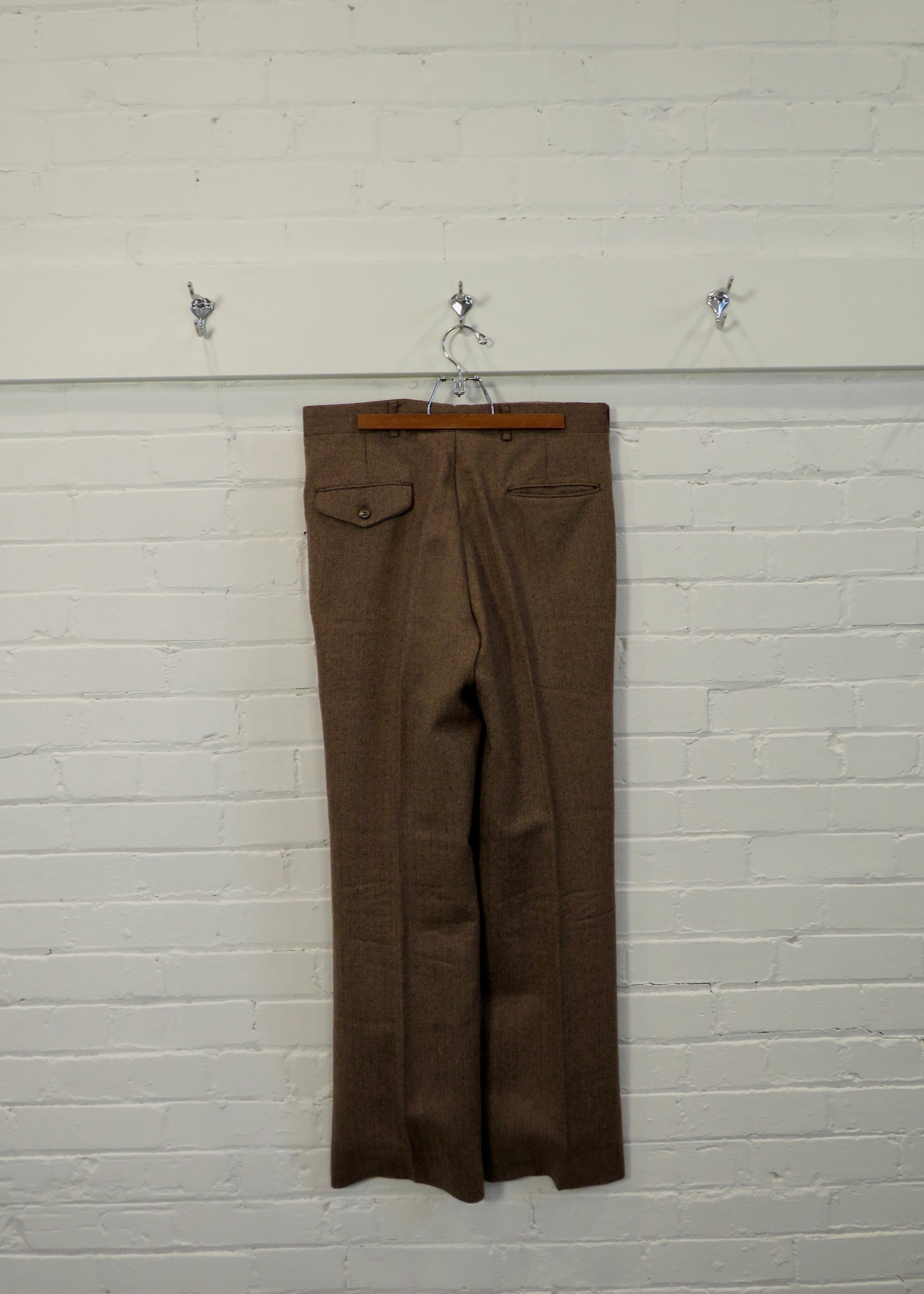 1970s Brown Wool Herringbone Suit