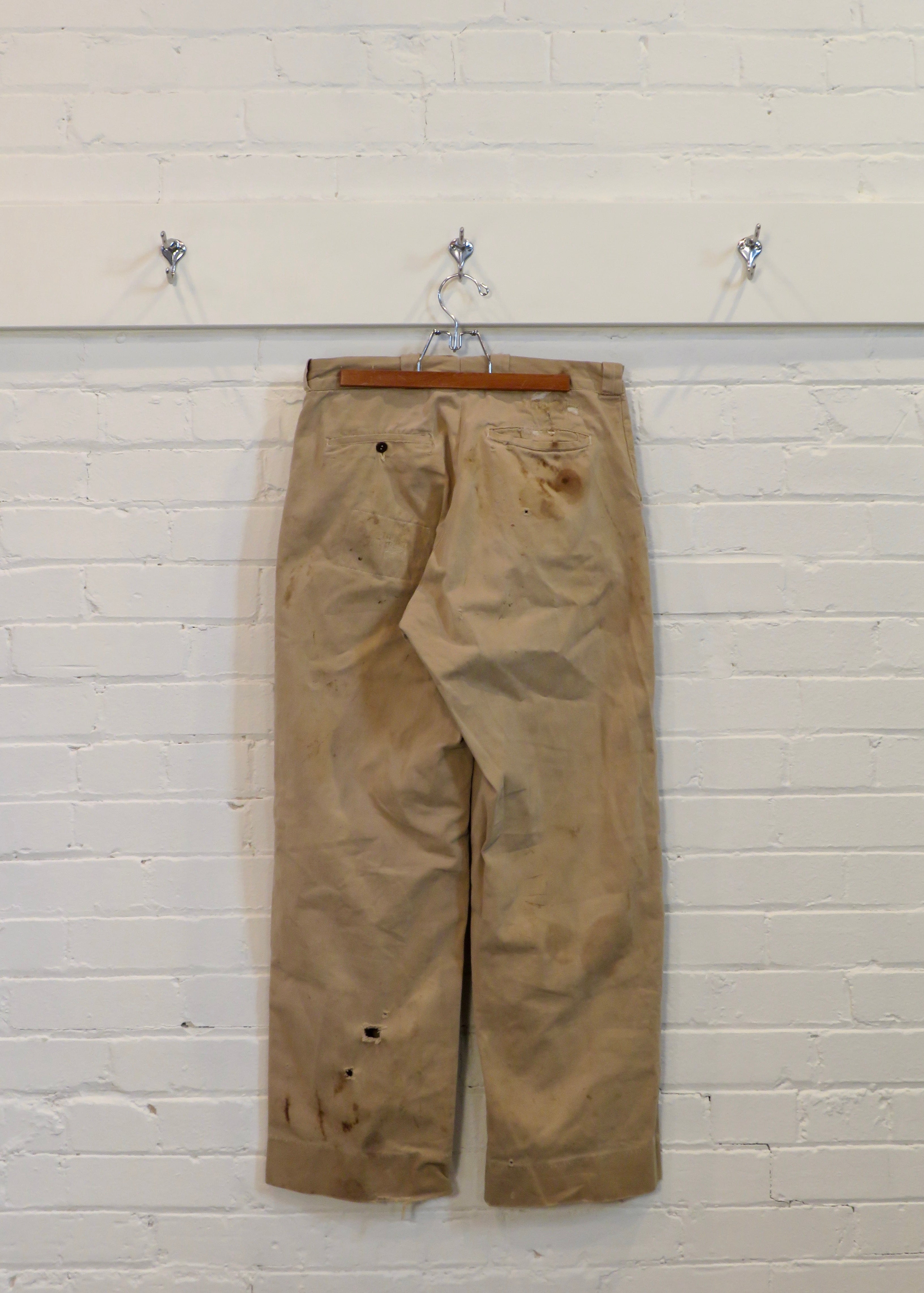 1950s Repaired Khaki Chinos