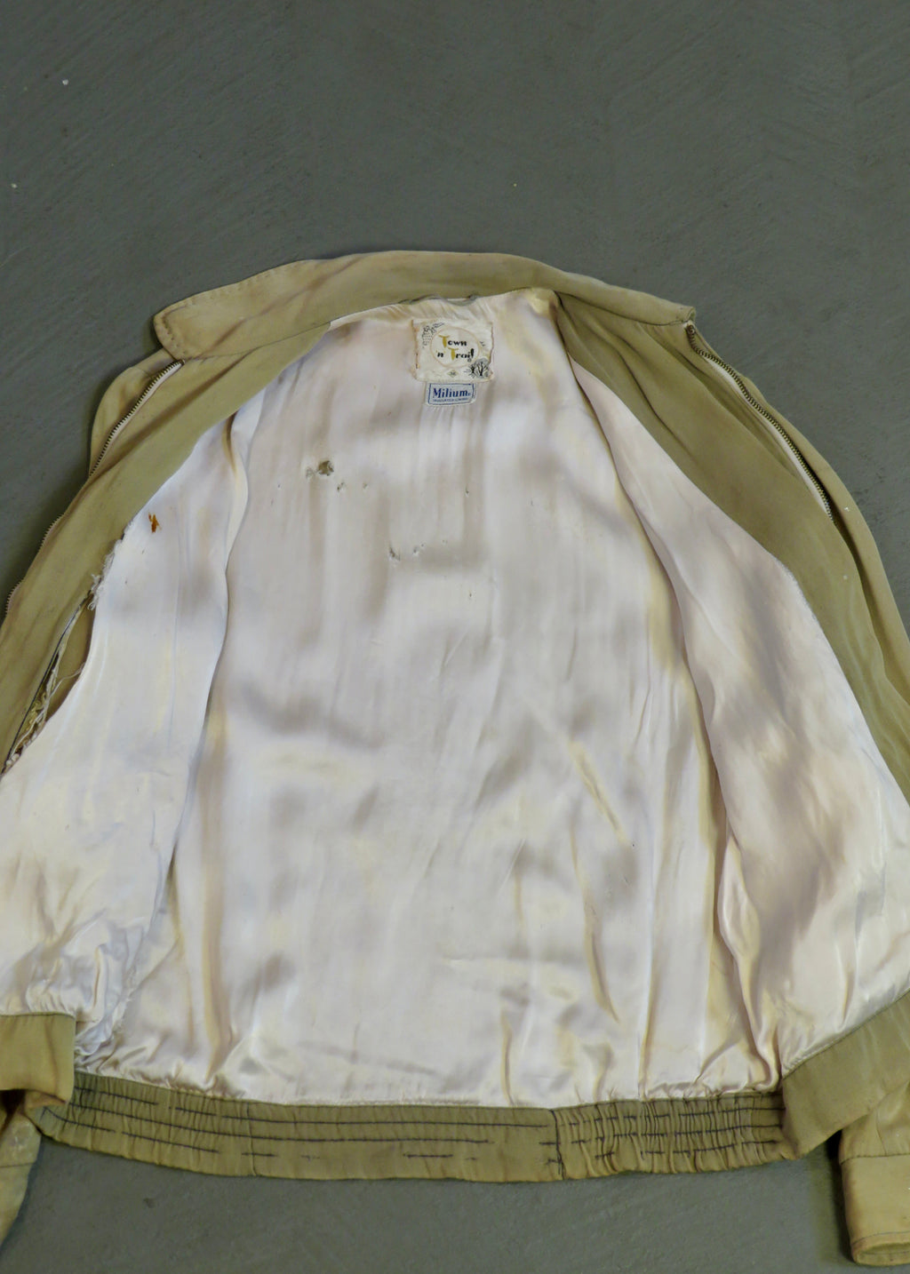 1950s Beige Thrashed Distressed Cropped Ricky Jacket