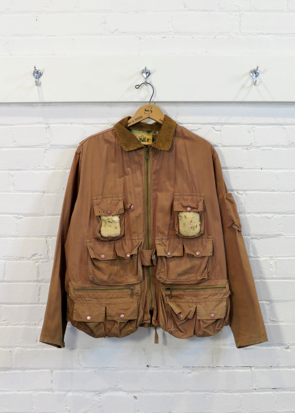 Vintage 1960s Ideal Products Brown Cotton Cropped Fly Fishing Jacket