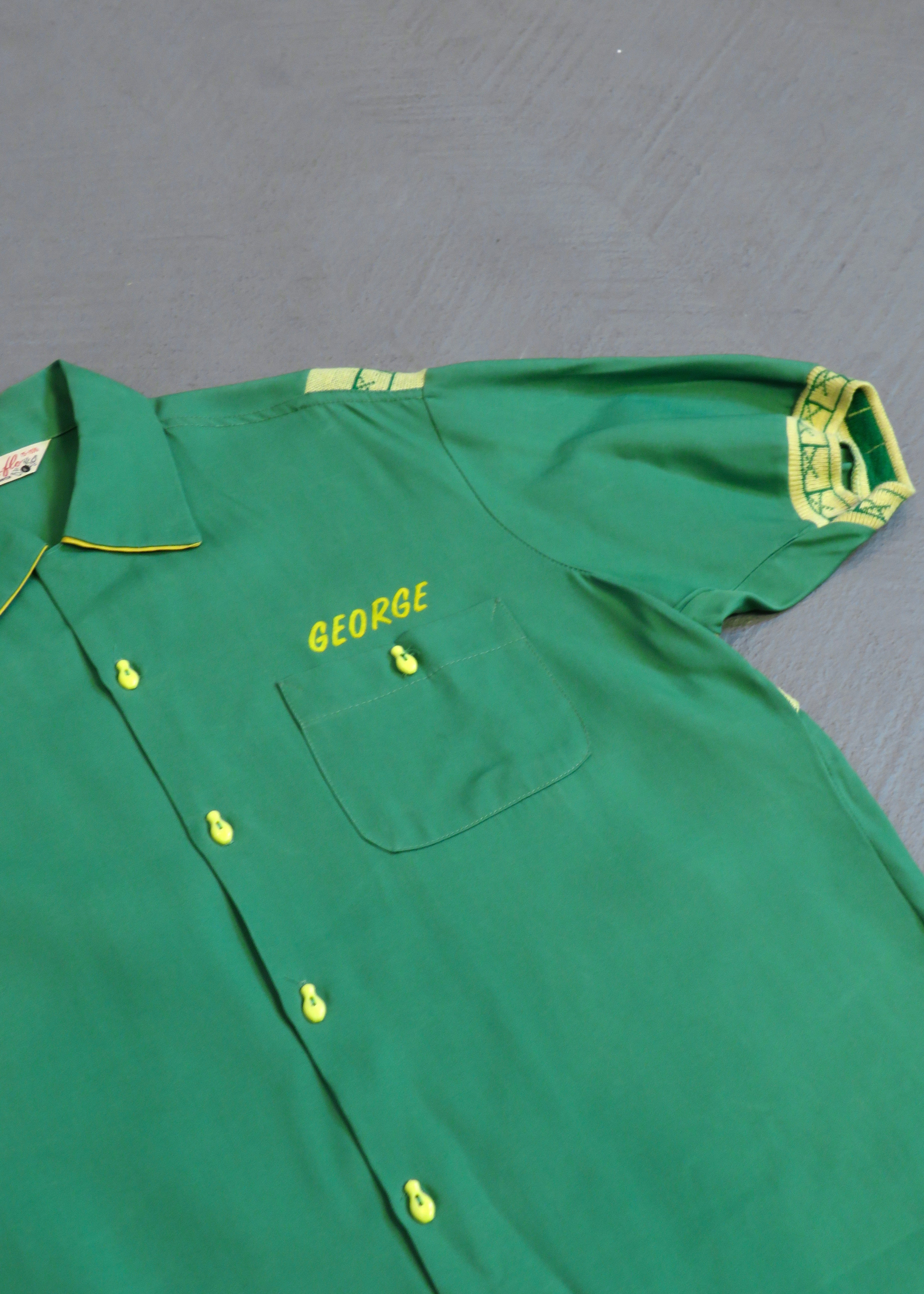 1950s Air-Flo Kinol Bros Tile Green Bowling Shirt