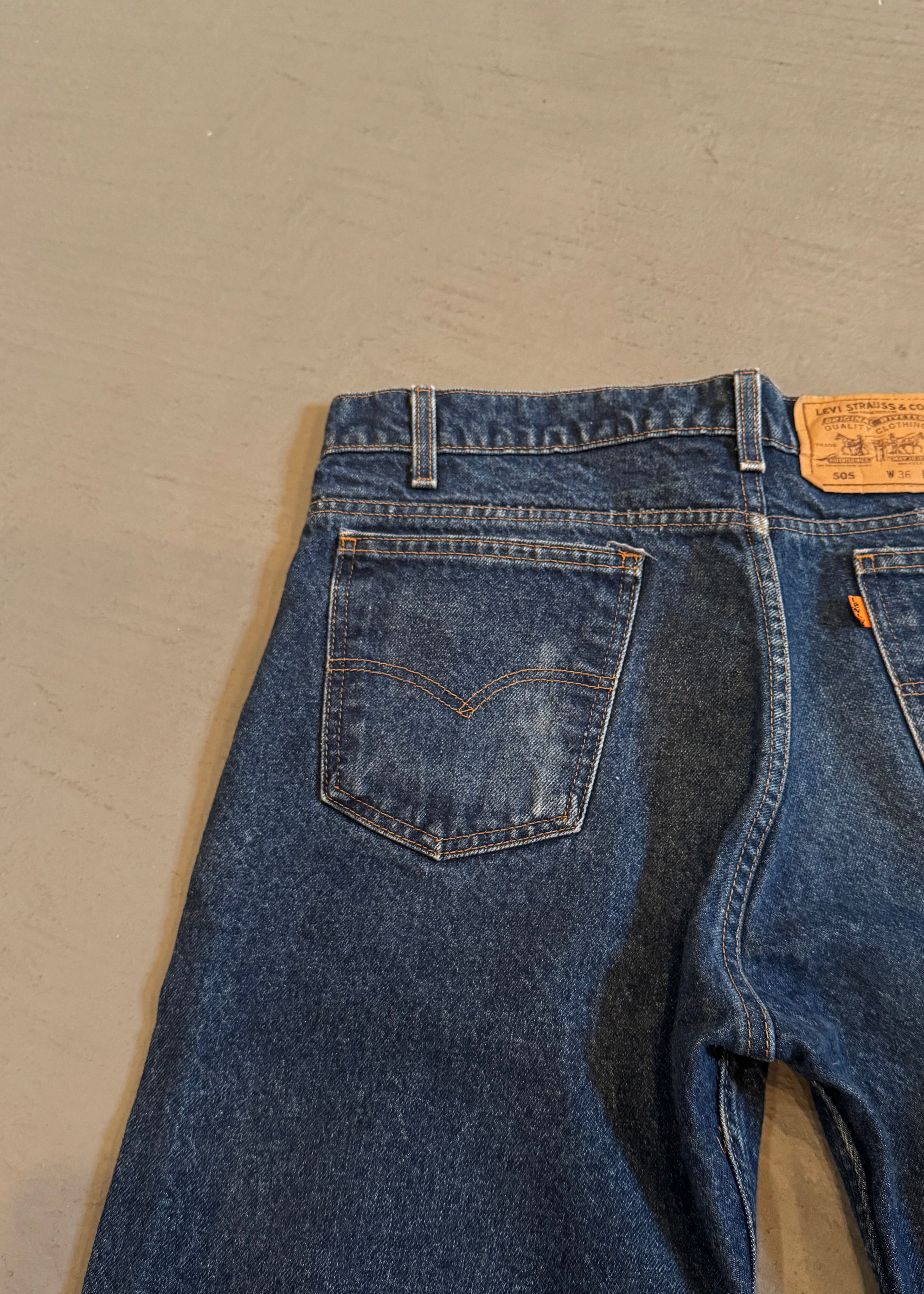 1990s Levi's 505 Orange Tab Dark Wash Jeans