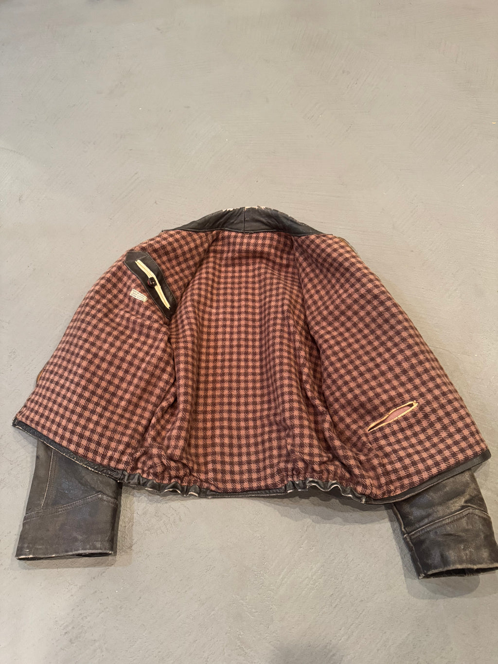 1960s Wool Lined Black Leather Jacket