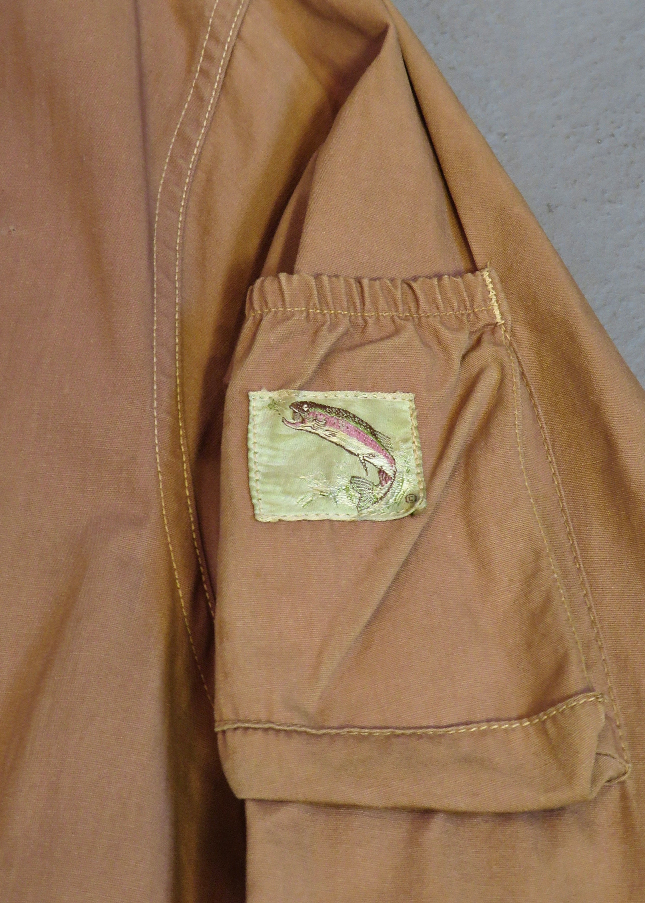Vintage 1960s Ideal Products Brown Cotton Cropped Fly Fishing Jacket