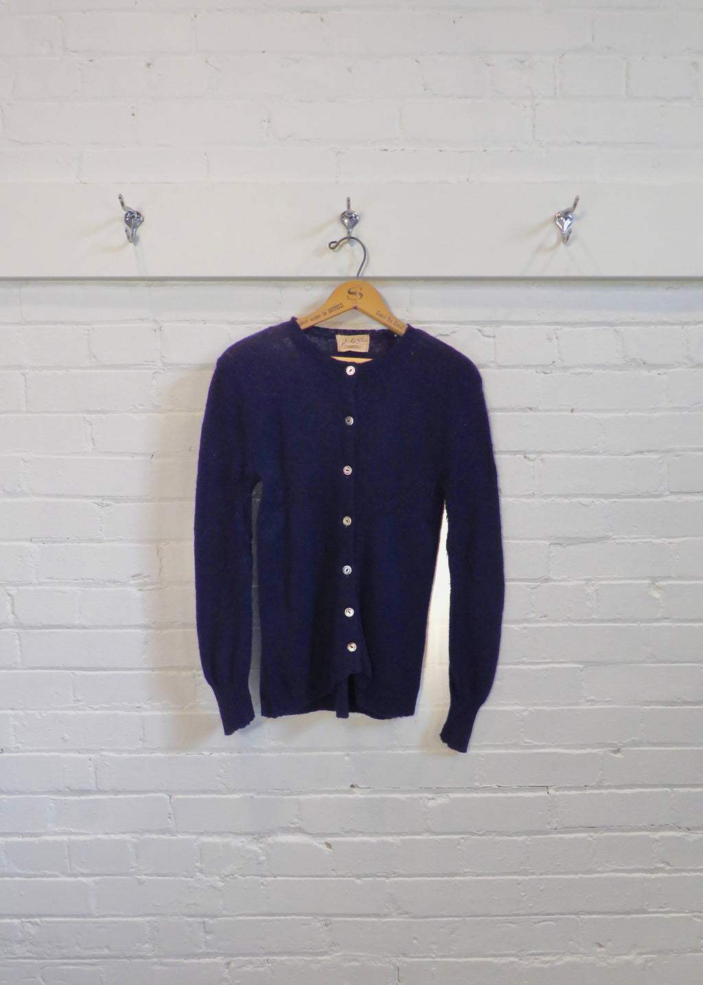 1950s Distressed Petite Navy Cardigan