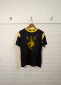 1980s Faded Black Mascot Ringer T-Shirt