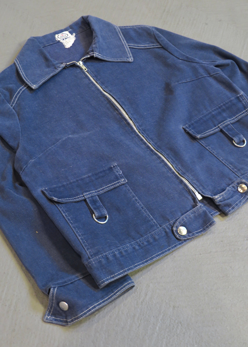 1950s Cropped Navy Moleskin Work Jacket
