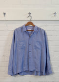 1950s Boxy Blue Check Loop Collar Shirt | XL