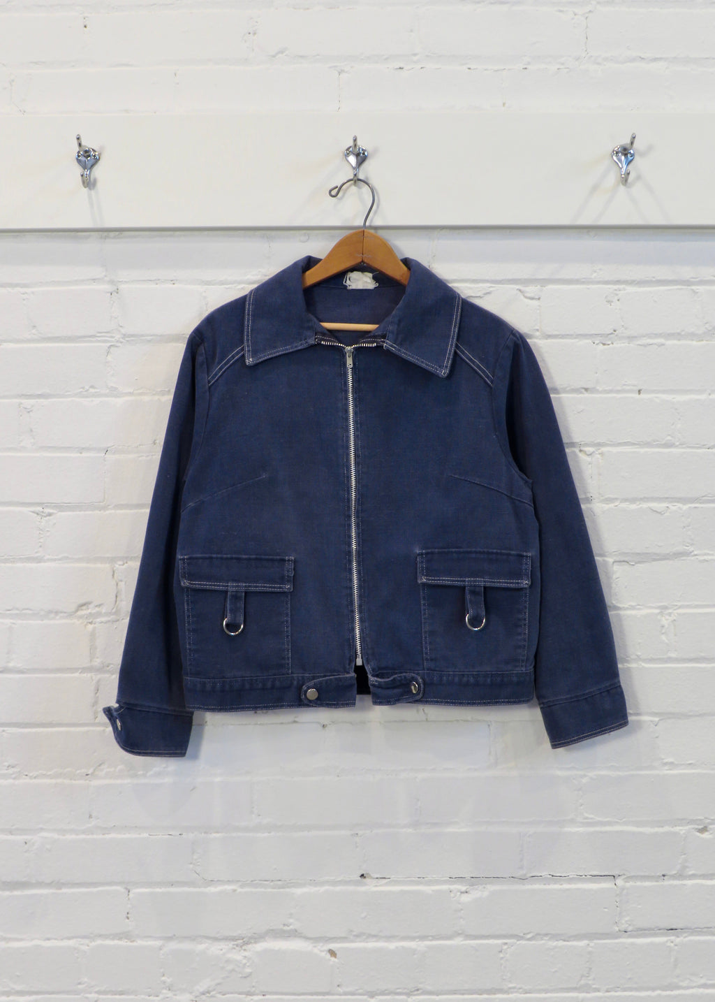 1950s Cropped Navy Moleskin Work Jacket