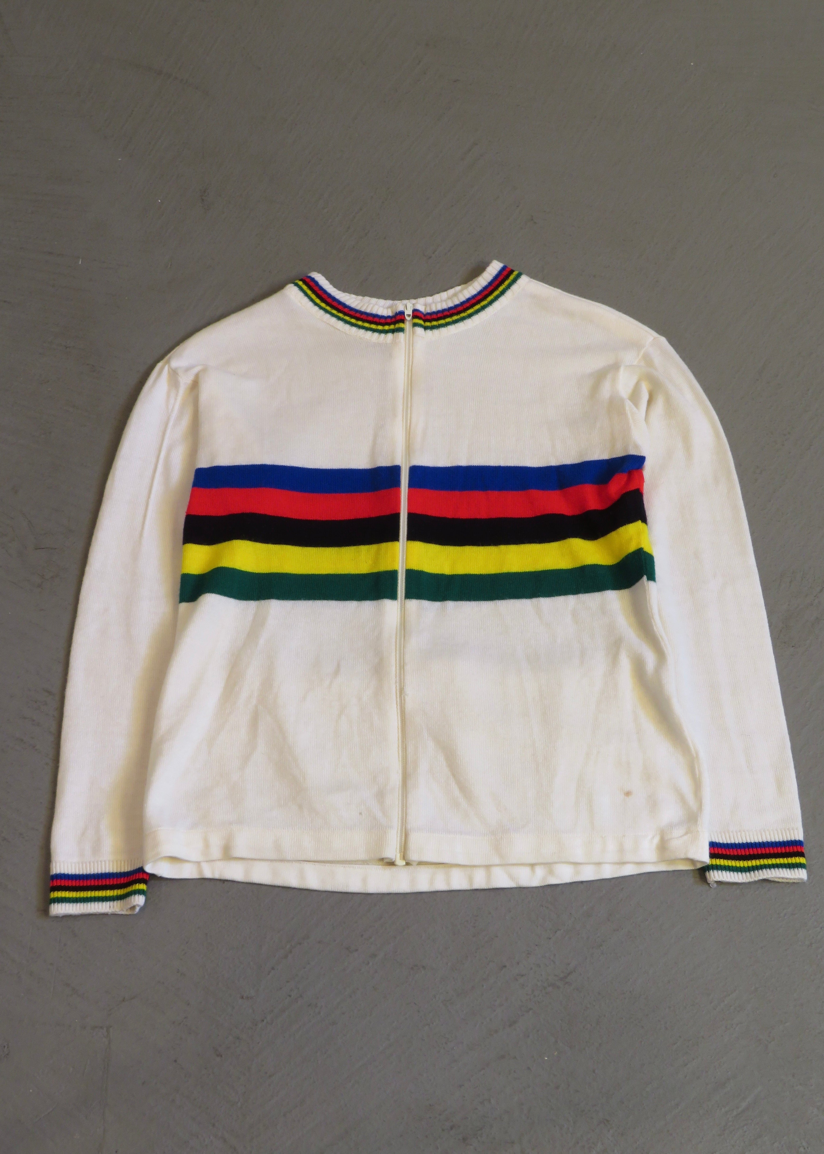 1970s Wool Acrylic Blend Full Zip Cycling Jersey Sweater