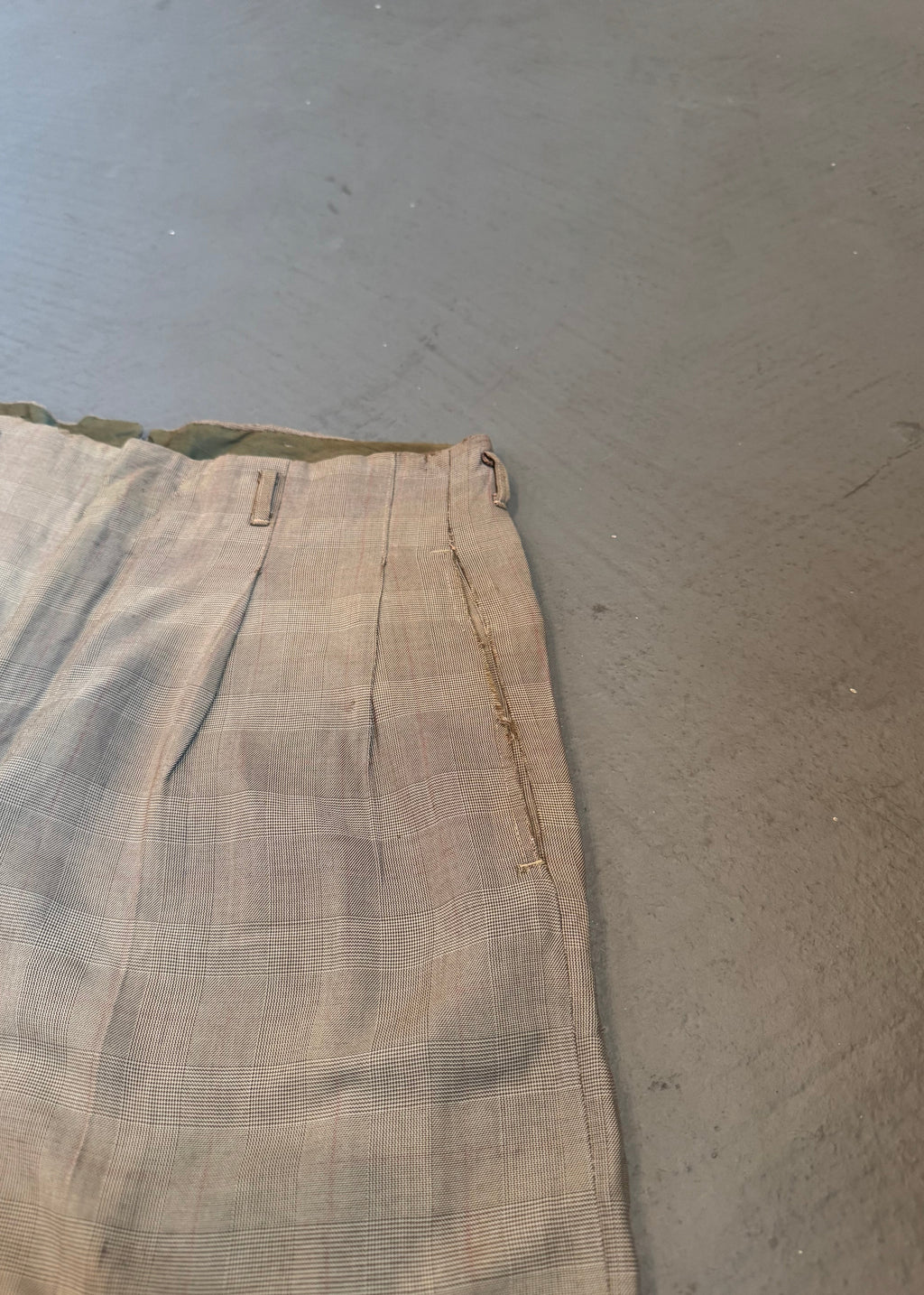 1940s Glen Plaid Gabardine Trousers