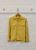 1950s Yellow Rayon Gabardine Overshirt
