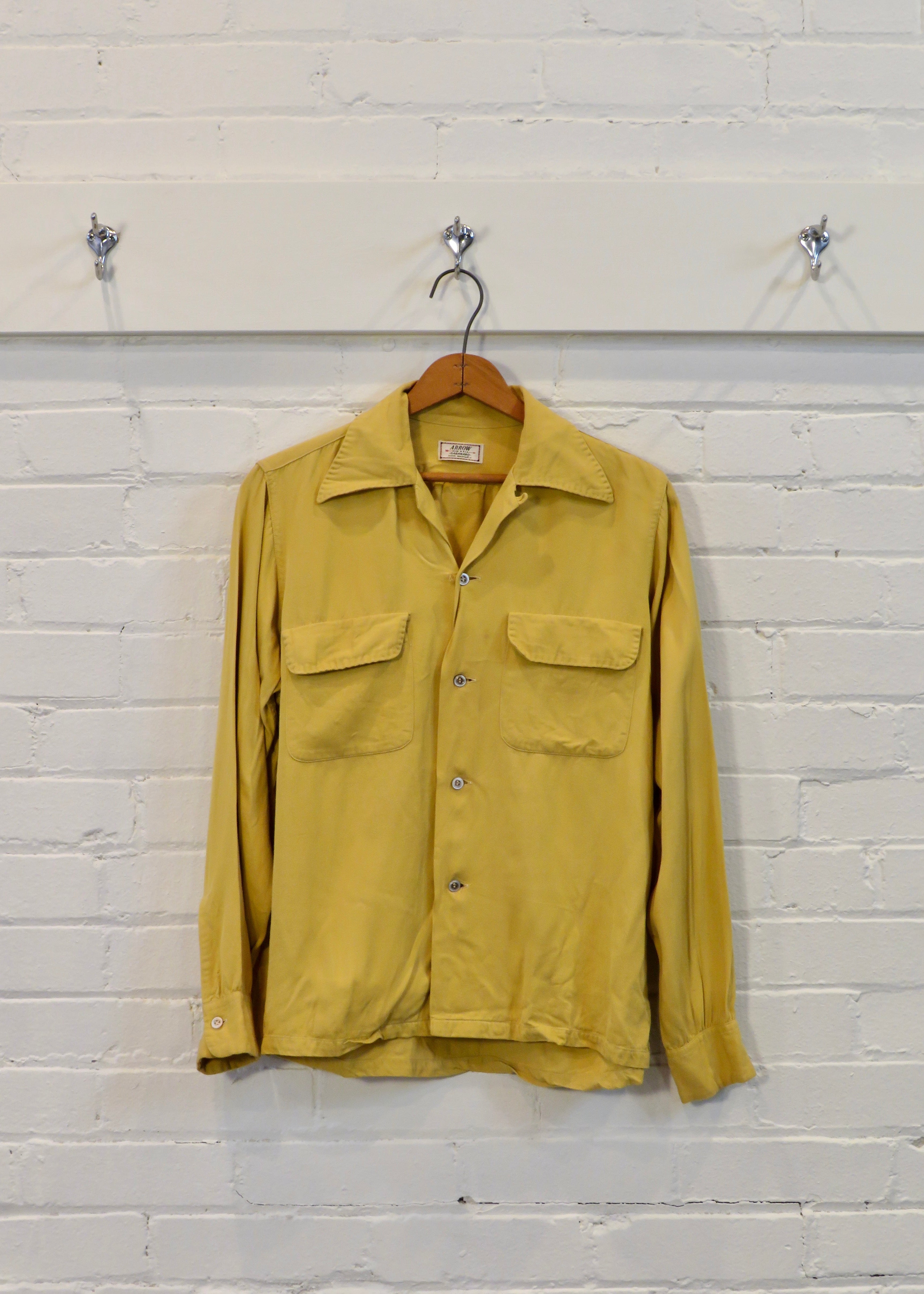 1950s Yellow Rayon Gabardine Overshirt