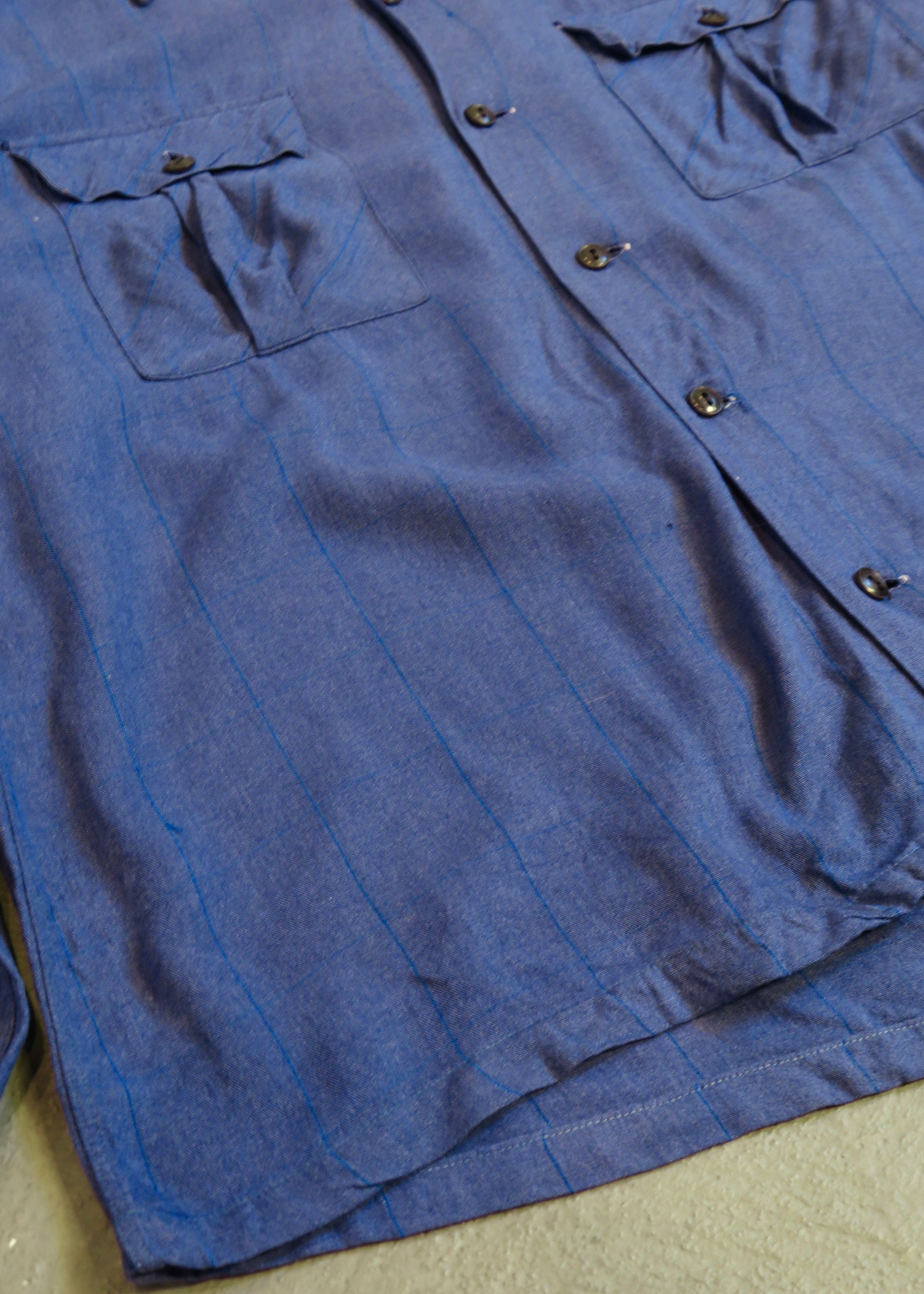 Vintage 1950s Blue Plaid Wool Gabardine Overshirt – Quotidian Ragazine