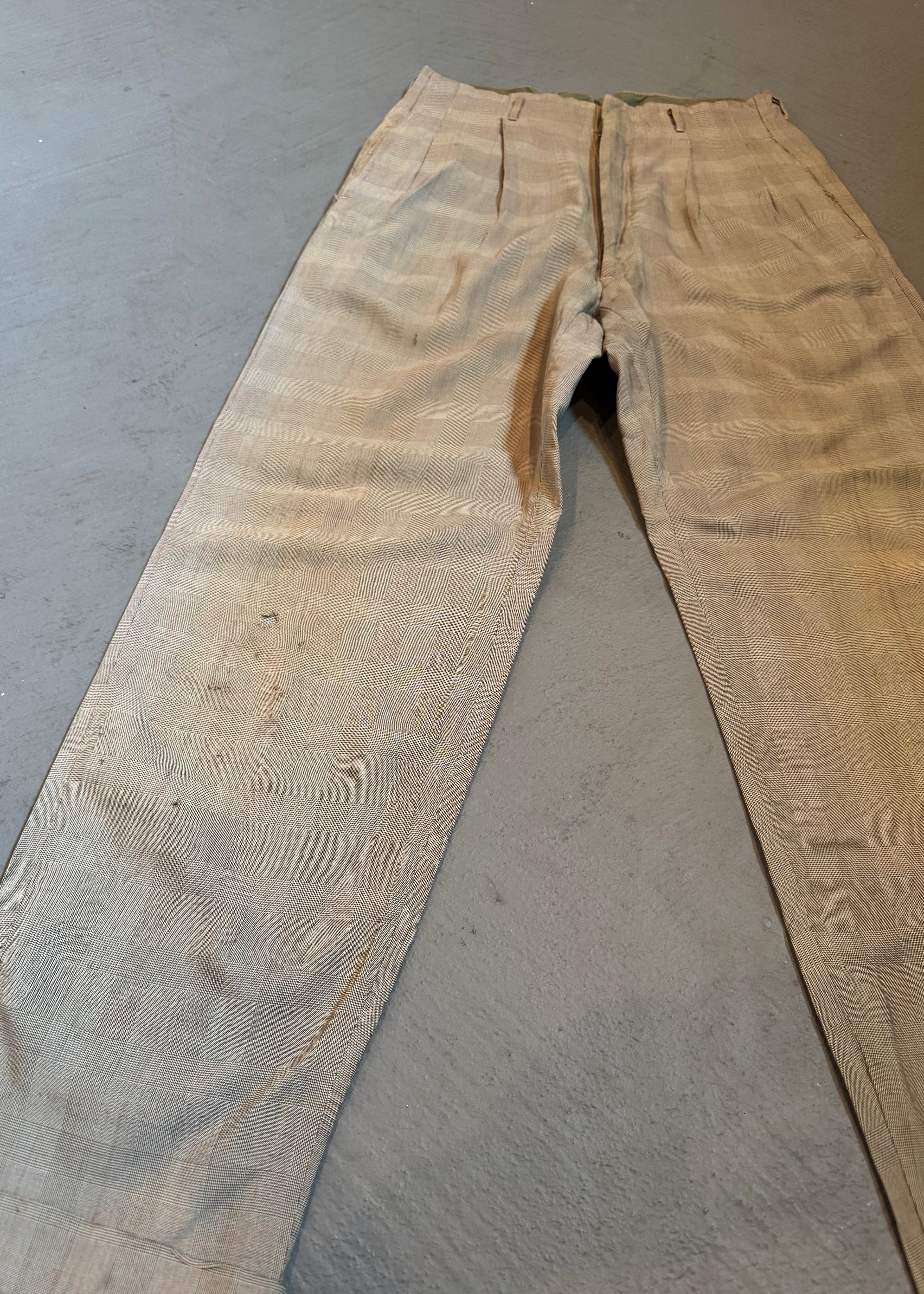1940s Glen Plaid Gabardine Trousers