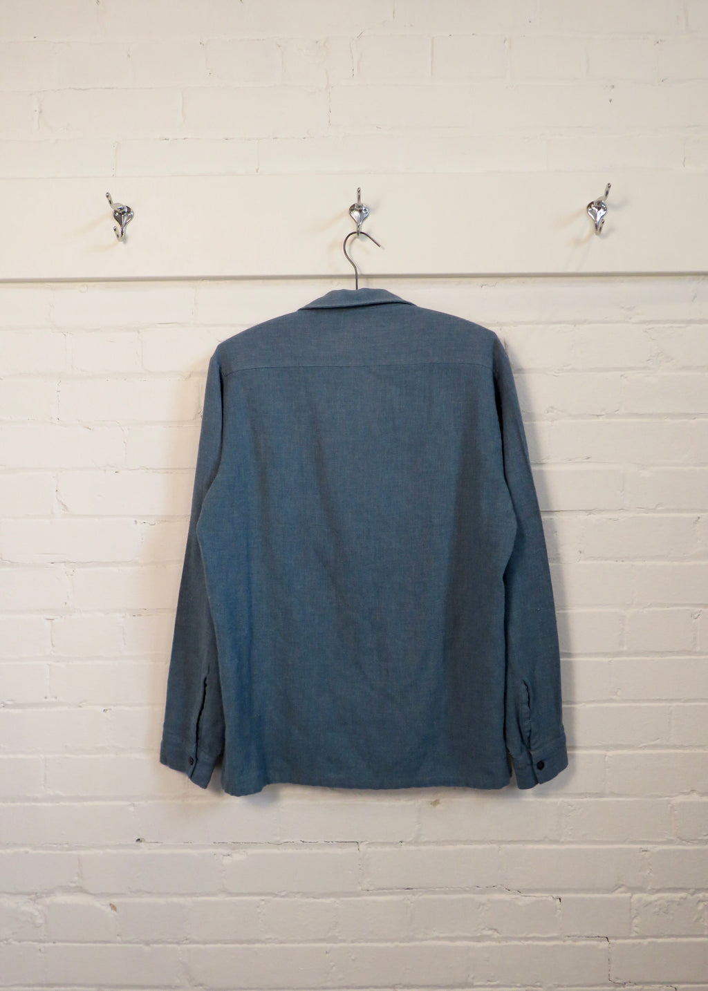 1950s Blue Wool Loop Collar Overshirt