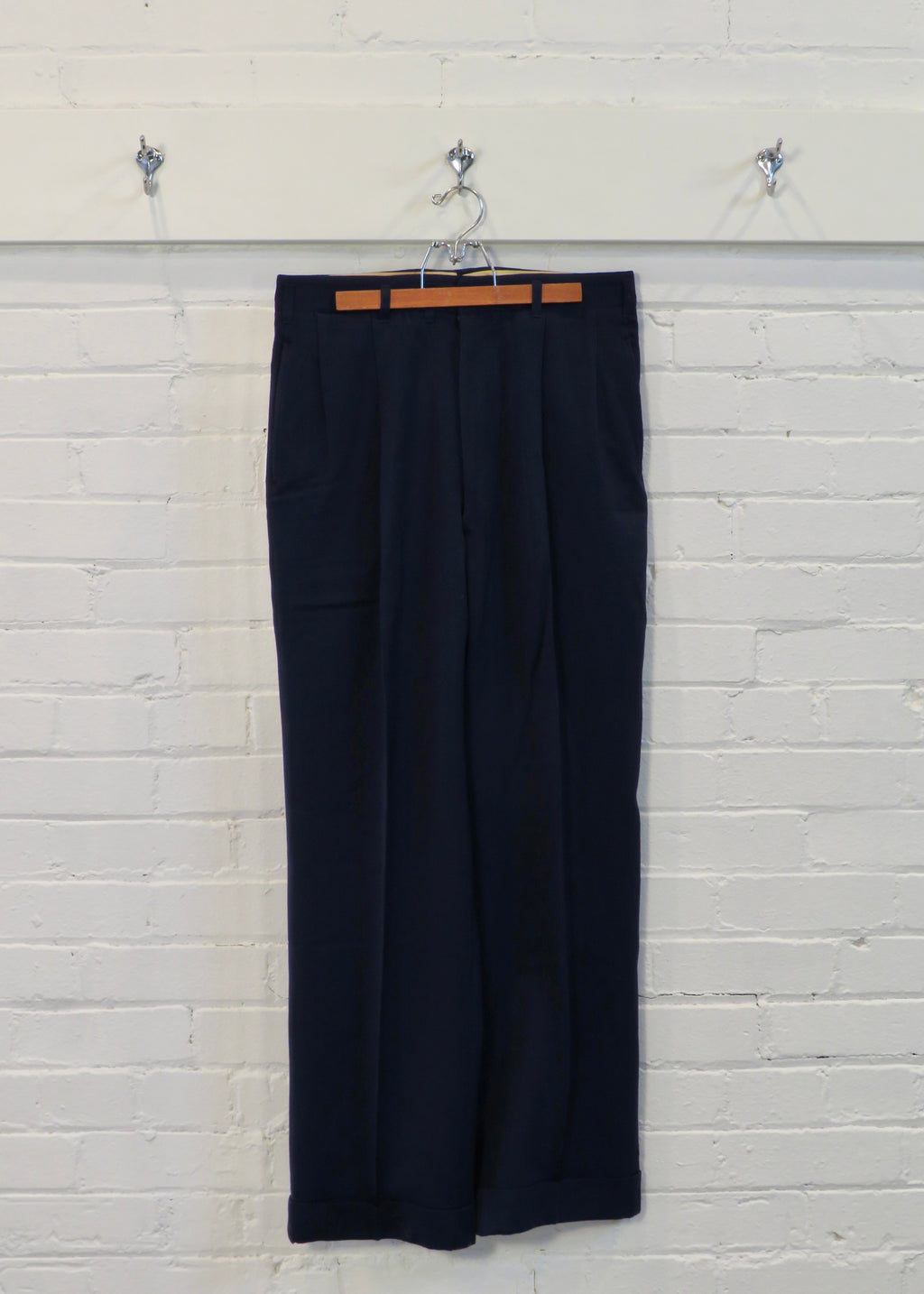 1950s Navy Wool Gabardine Trousers | 31"x31"
