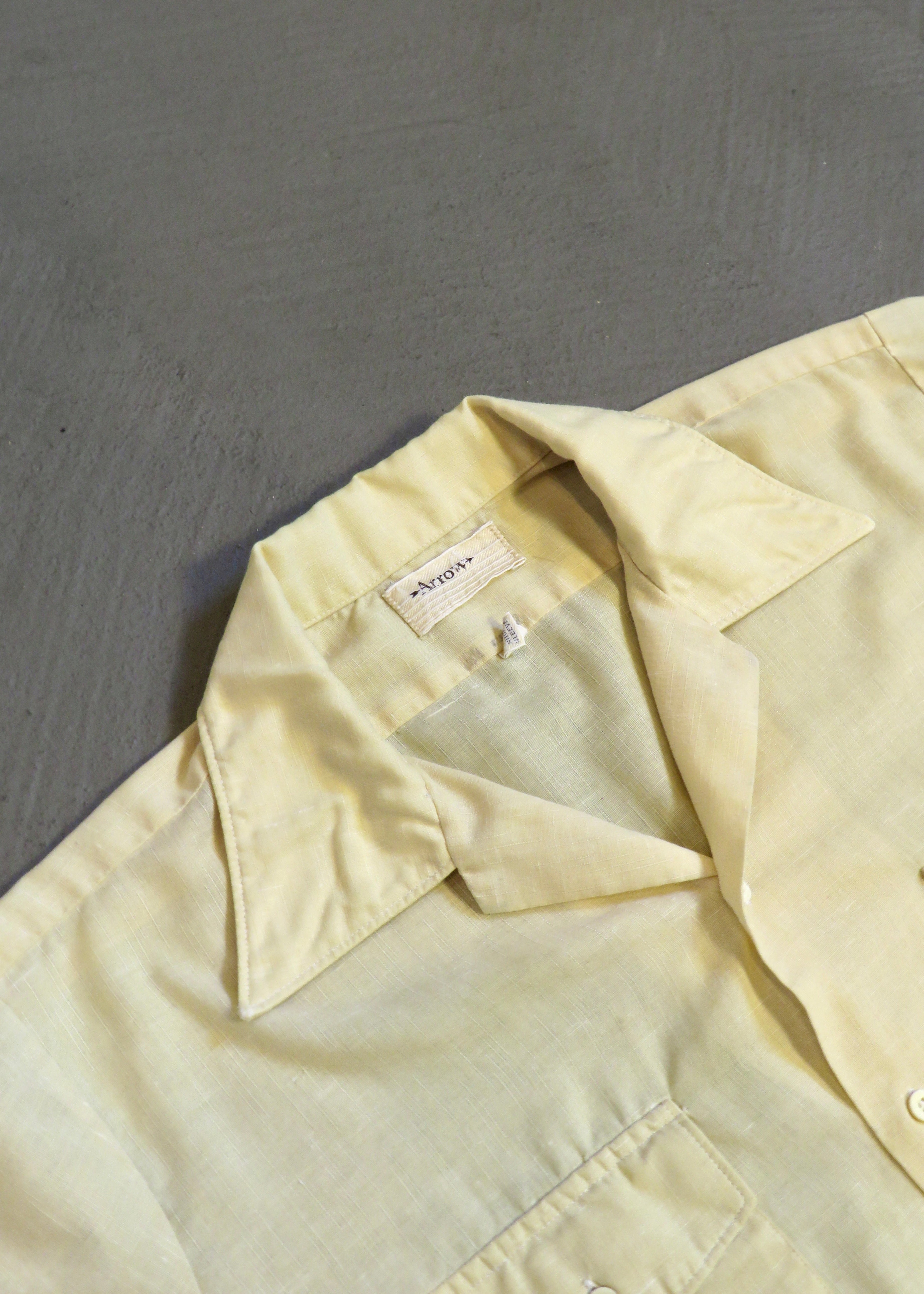 1960s Ecru Textured Camp Collar Shirt