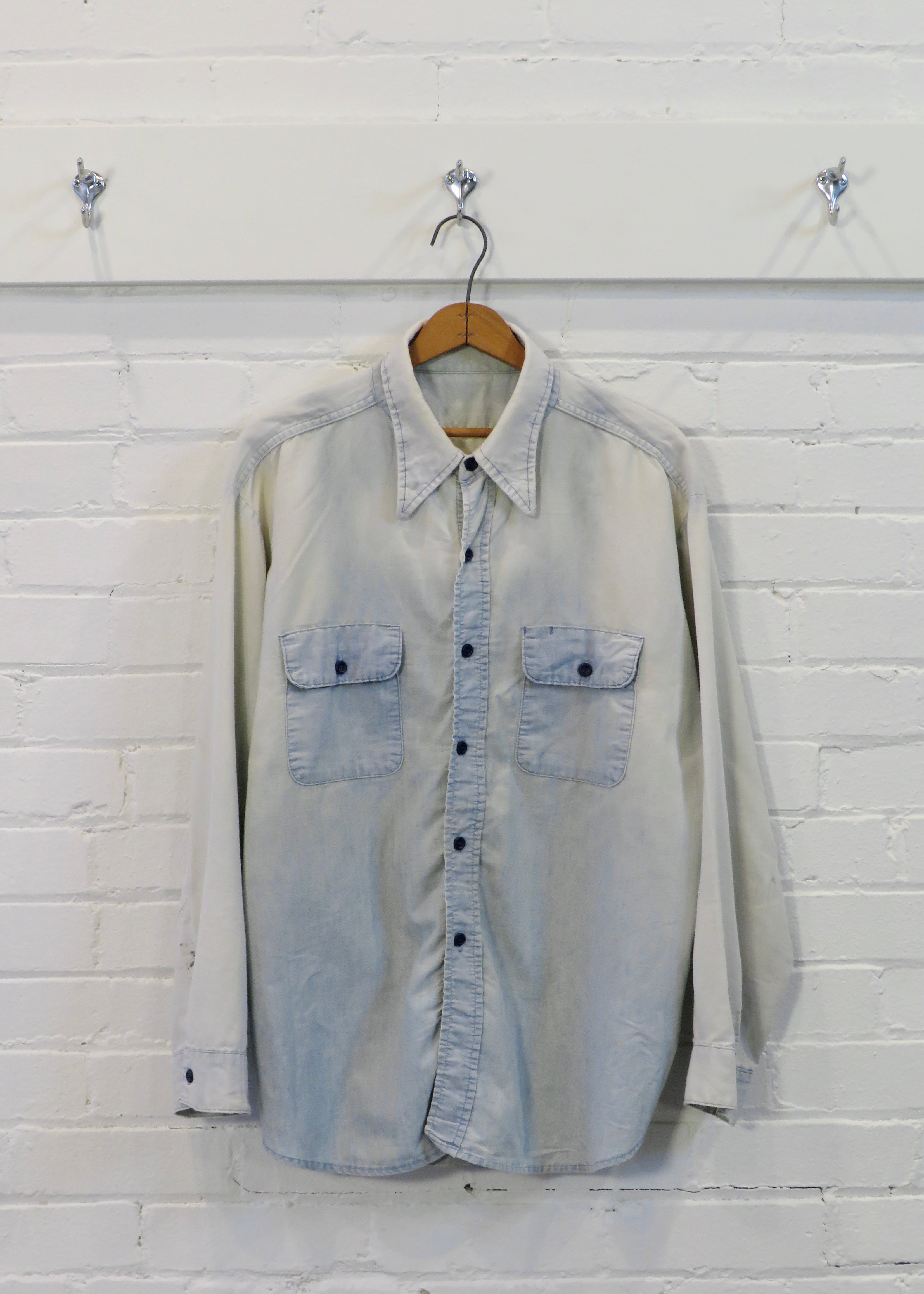 1950s Overalls Faded Chambray Shirt