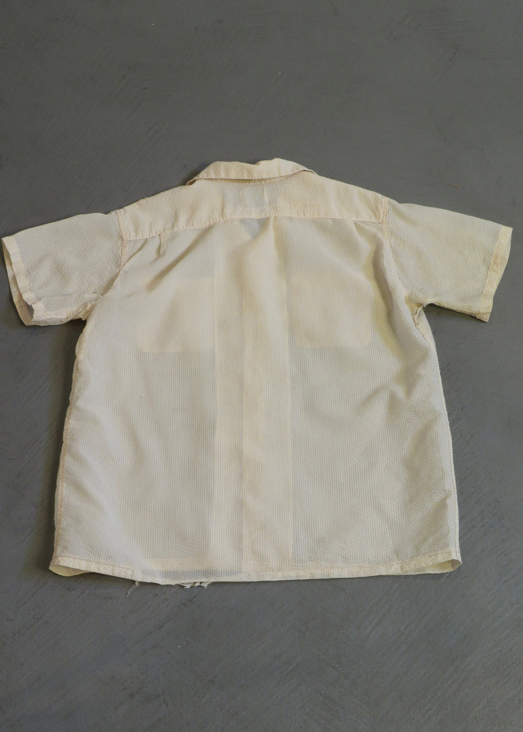 1950s Nylon Seersucker Short Sleeved Button Down Shirt