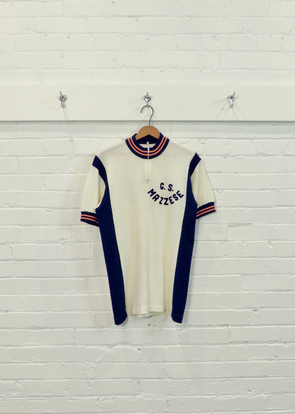 1970s G.S. Mazzese Wool Acrylic Blend Quarter Zip Short Sleeved Cycling Jersey