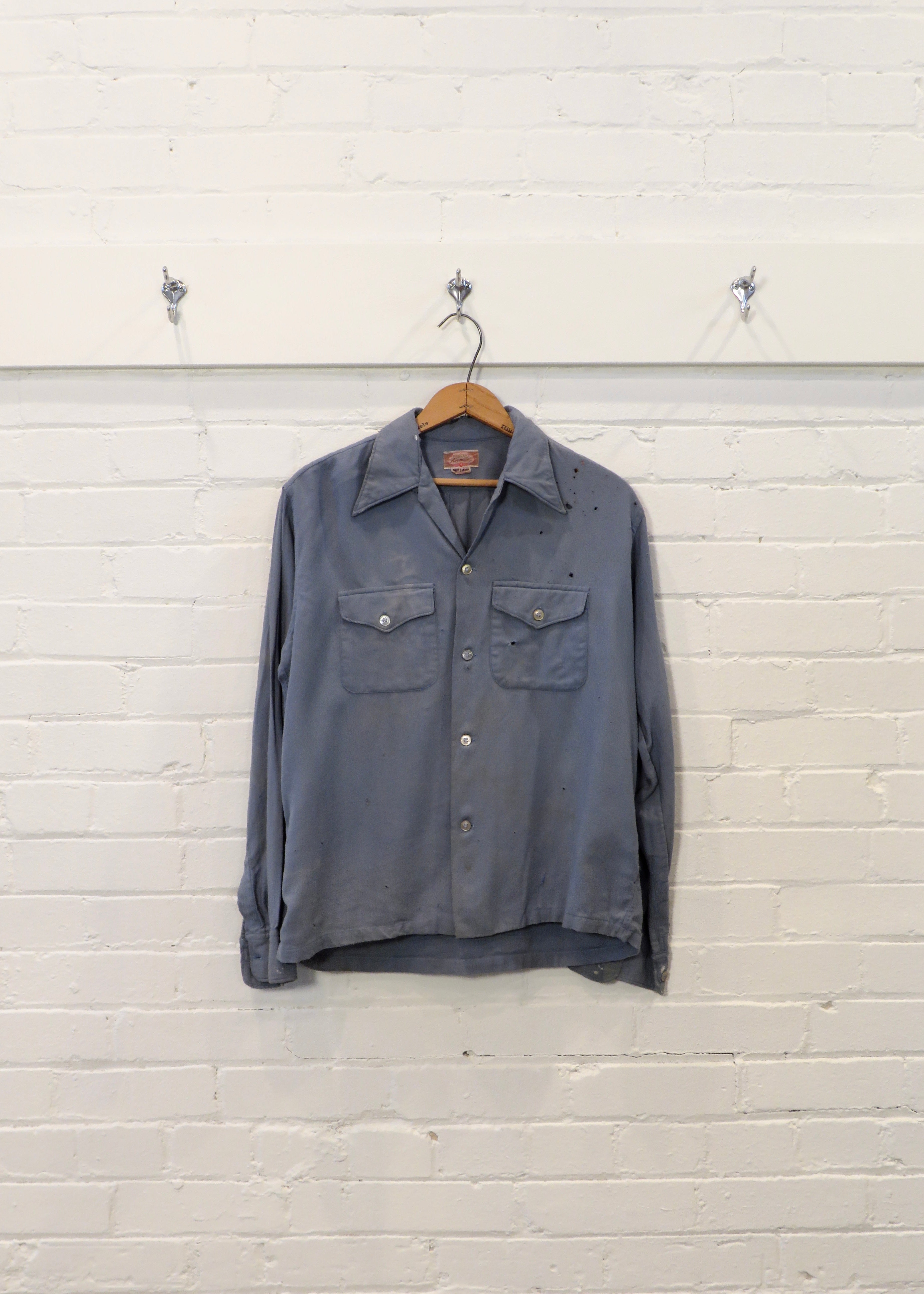 1940s Distressed Wool Cropped Overshirt