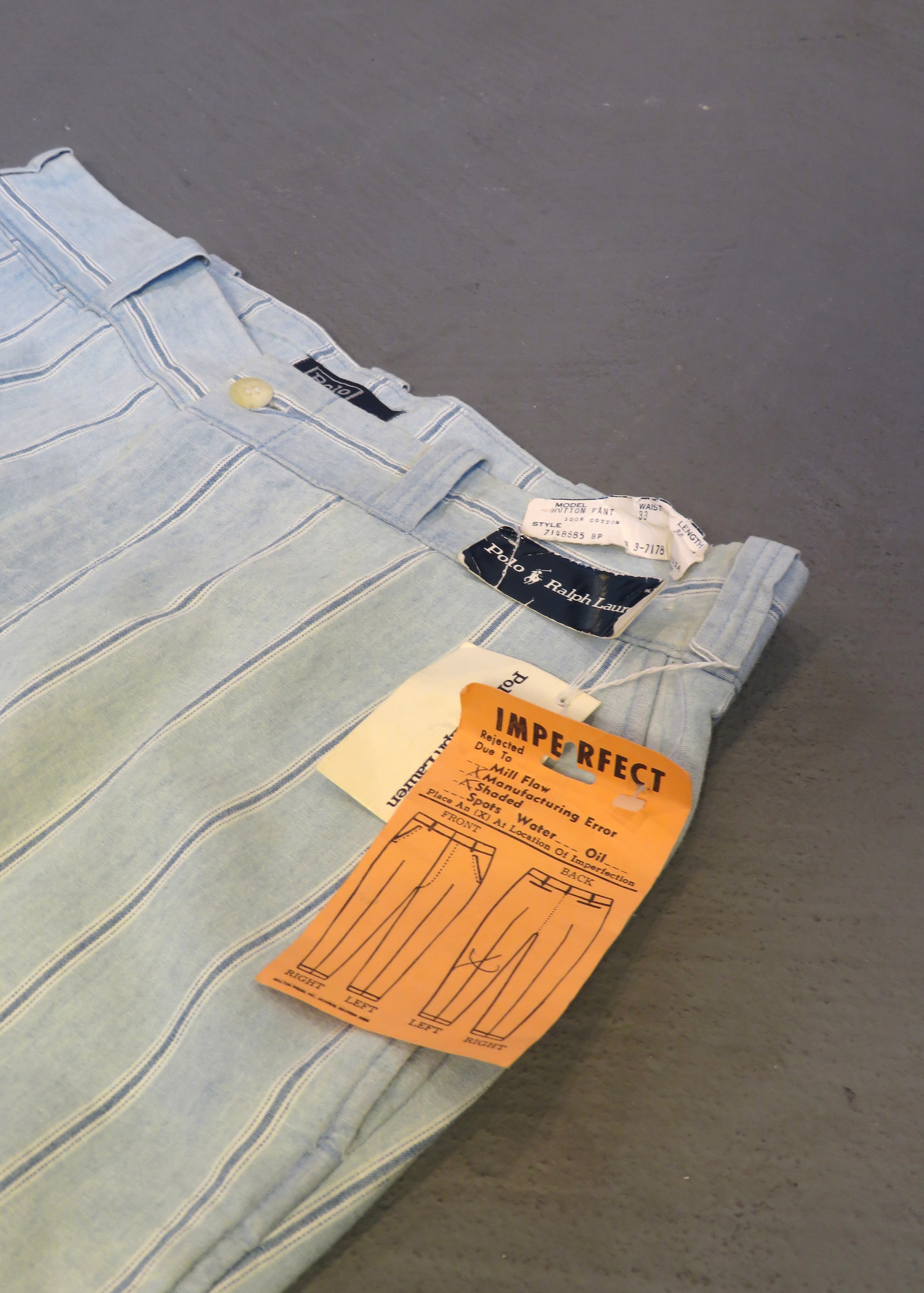 1980s Polo Ralph Lauren Chambray Stripe Trousers