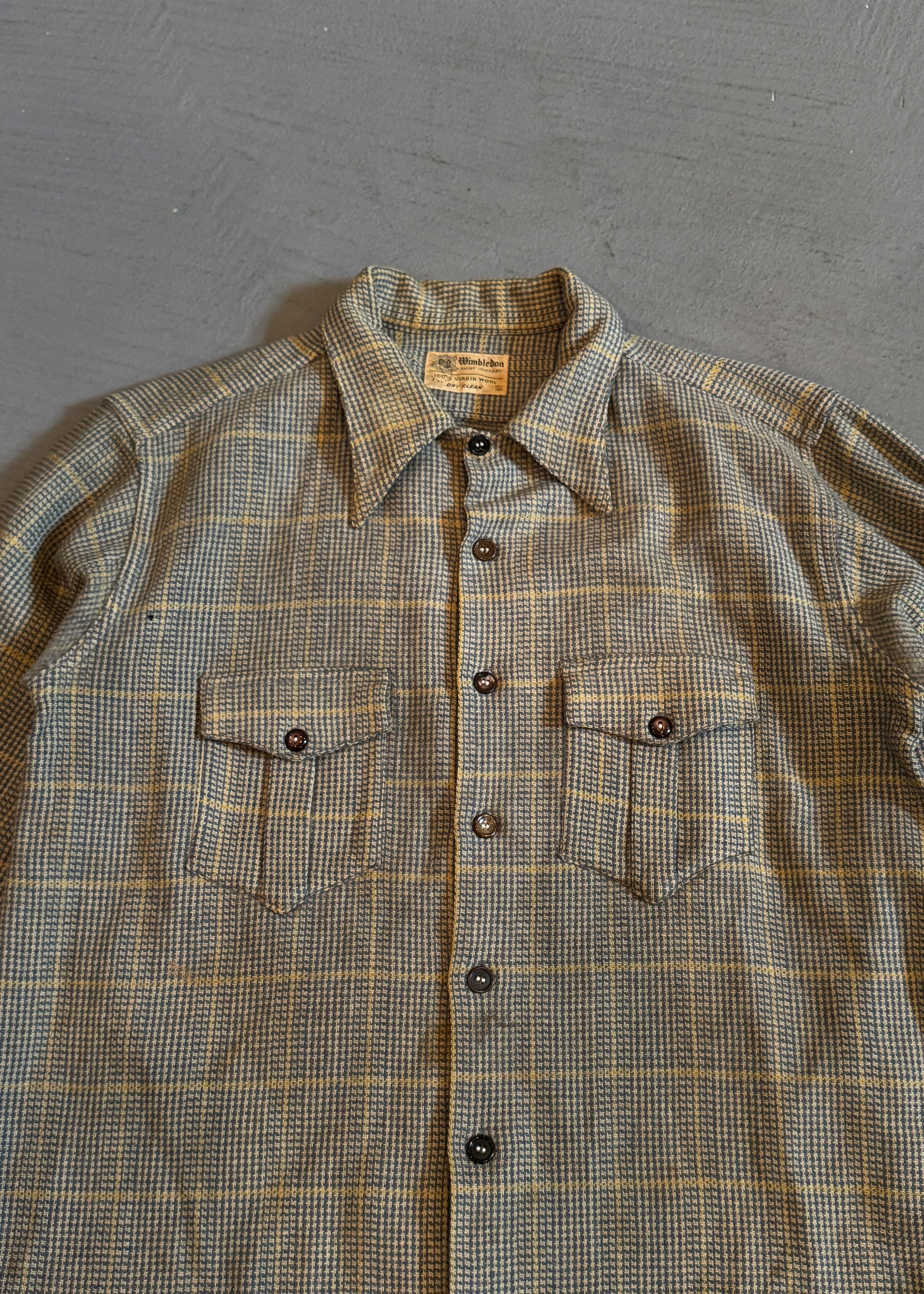 1940s Wool Houndstooth Overshirt