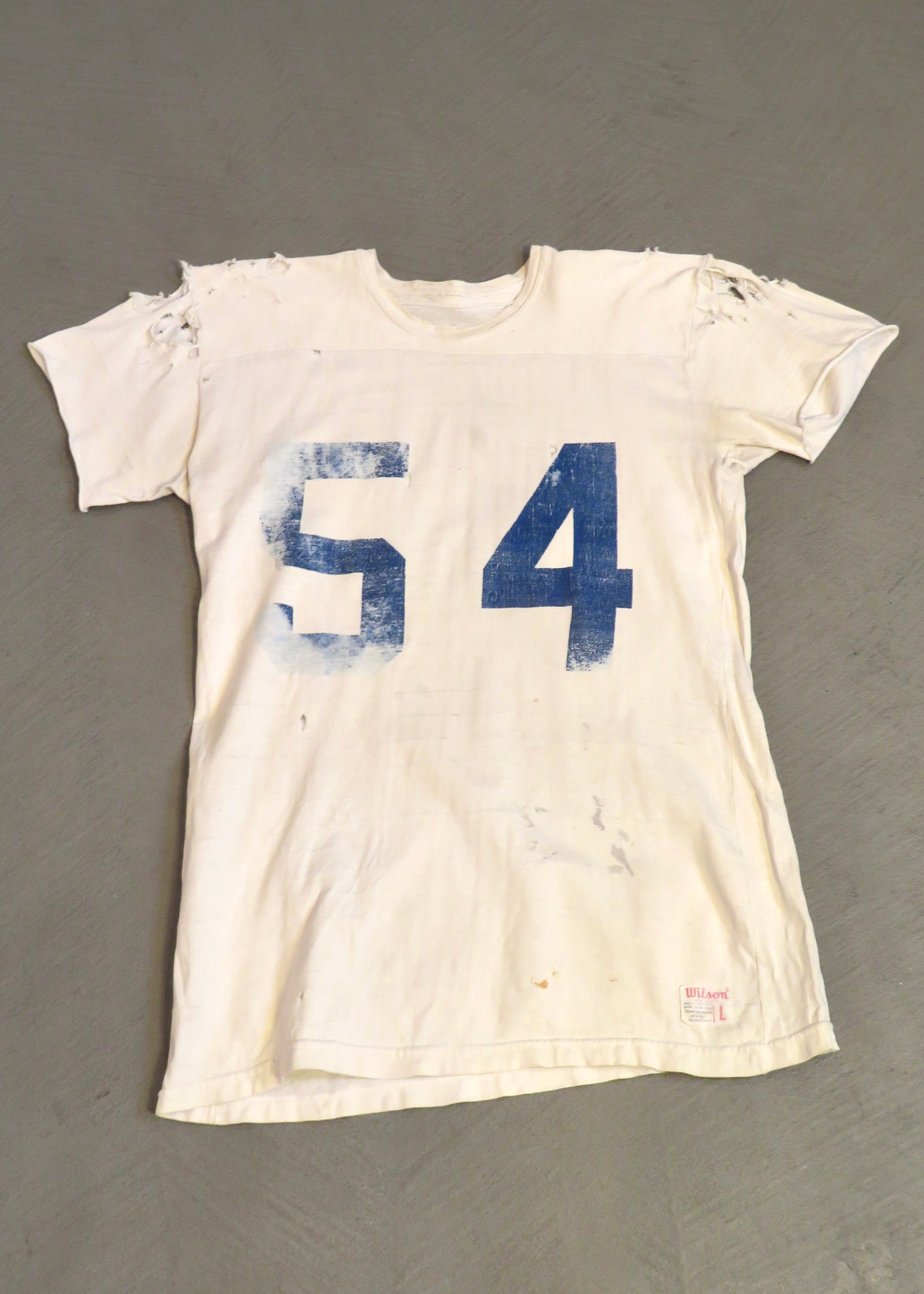 1960s Wilson Distressed Rayon Blend #54 Football Jersey