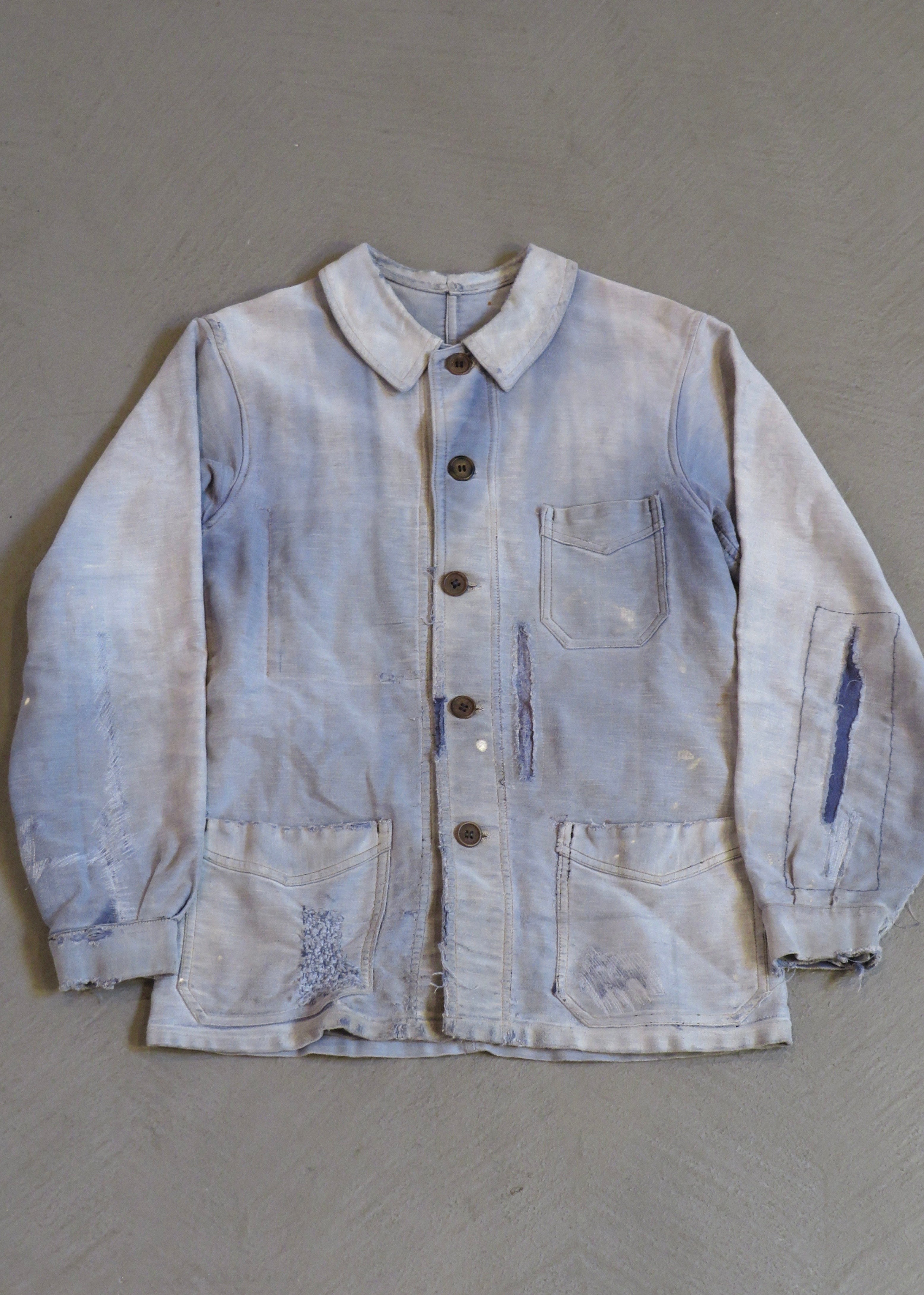 1940s Repaired Moleskin French Chore Jacket