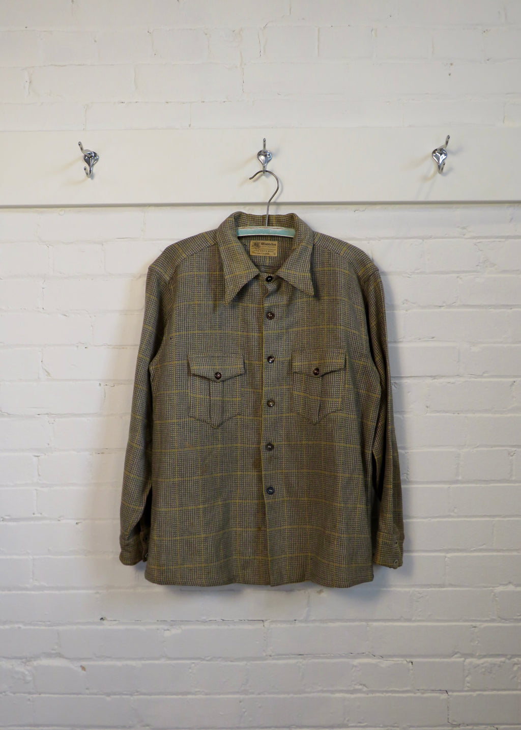 1940s Wool Houndstooth Overshirt