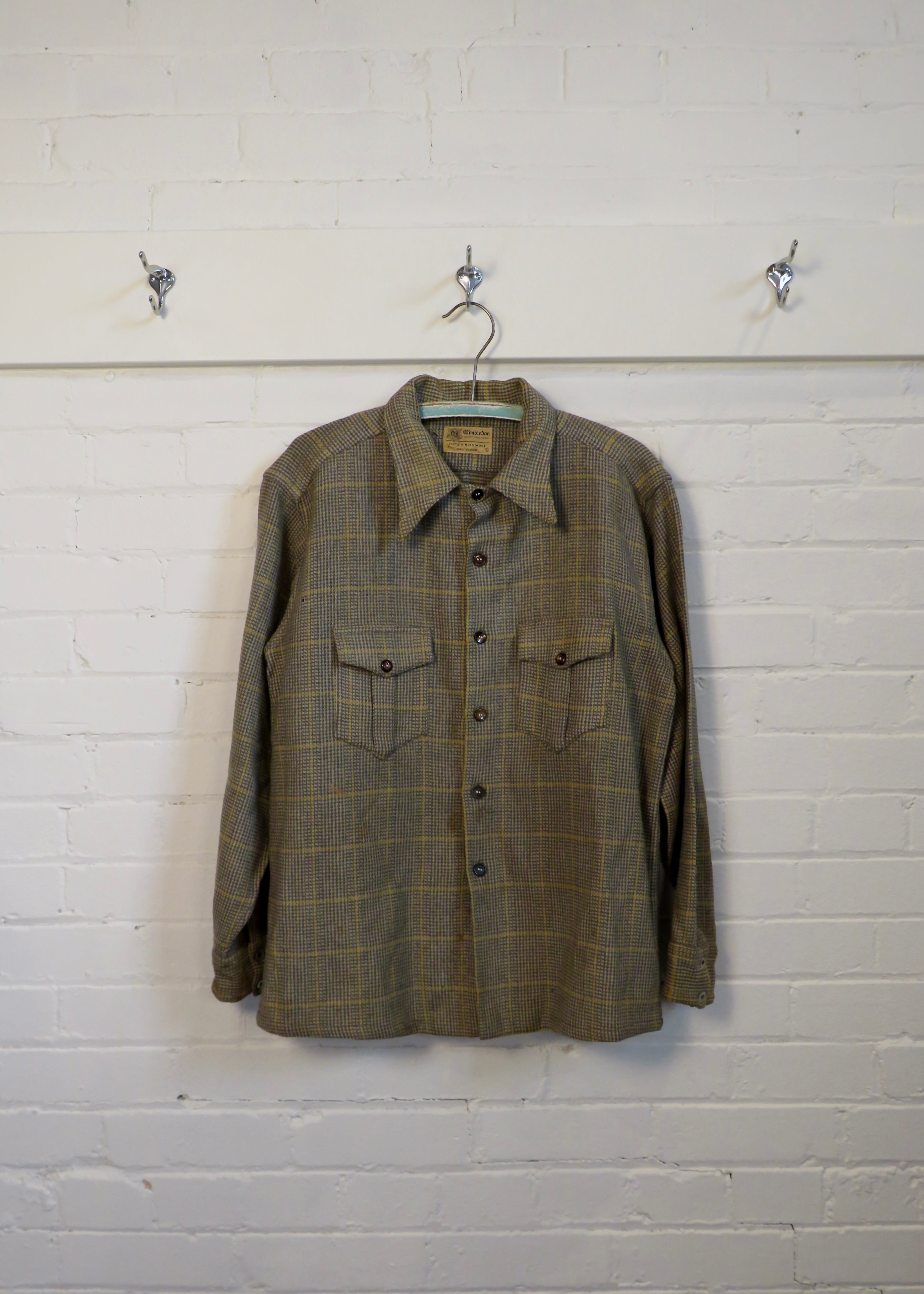 1940s Wool Houndstooth Overshirt