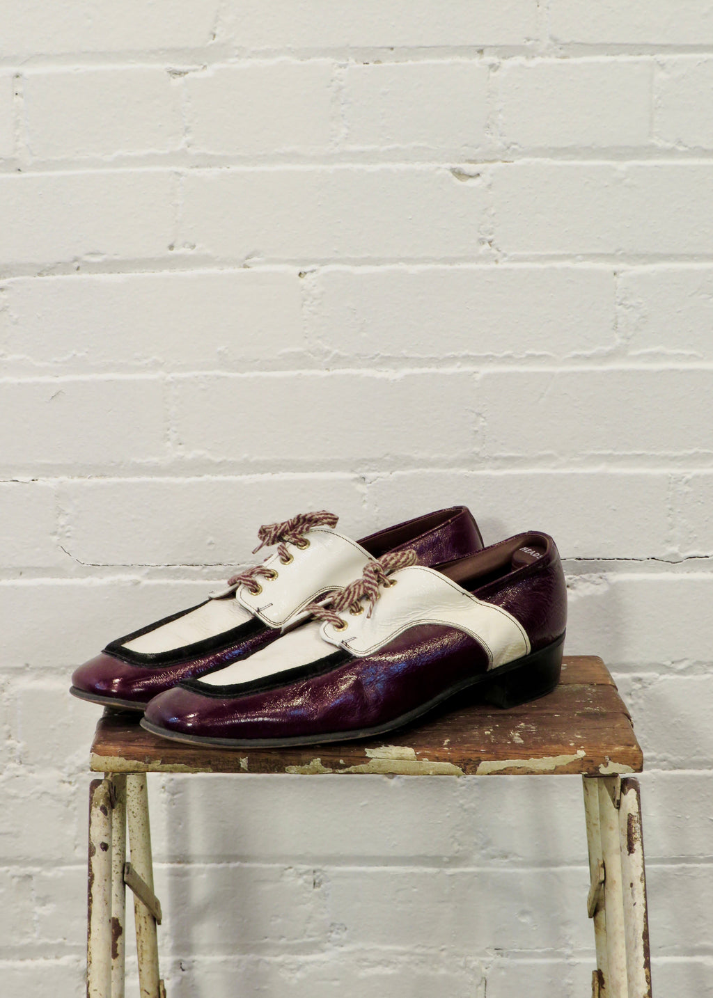 1970s Burgundy Two Tone Lace Up Shoes