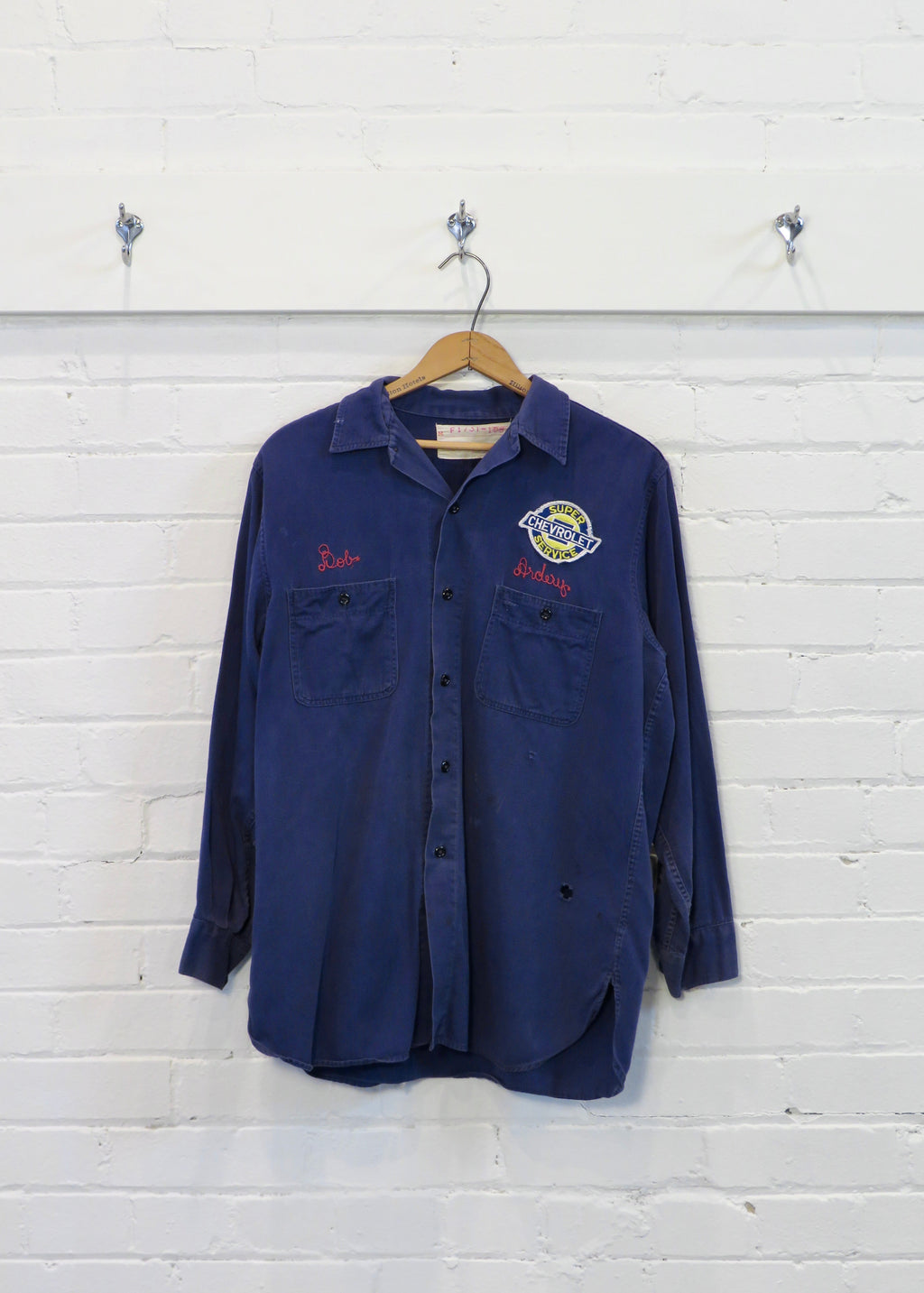 1960s Distressed Twill Chainstitched Chevy Work Shirt