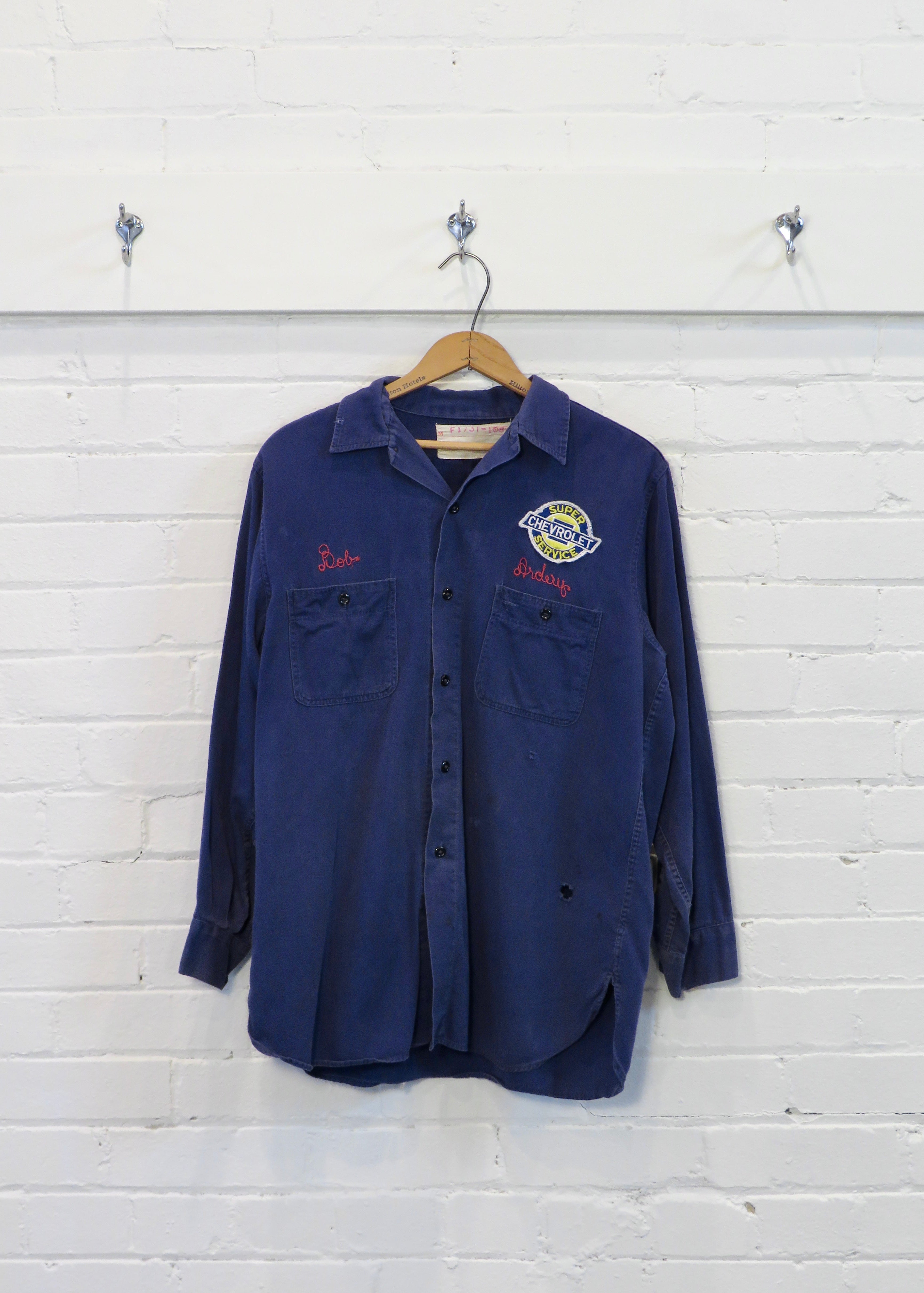 1960s Distressed Twill Chainstitched Chevy Work Shirt