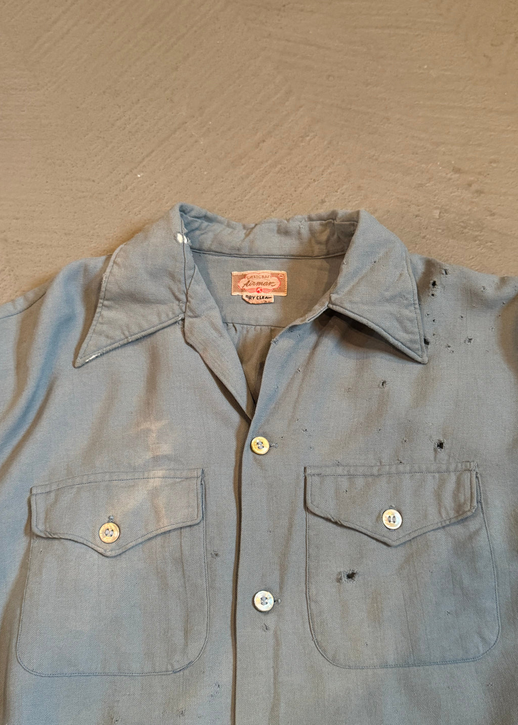 1940s Distressed Wool Cropped Overshirt