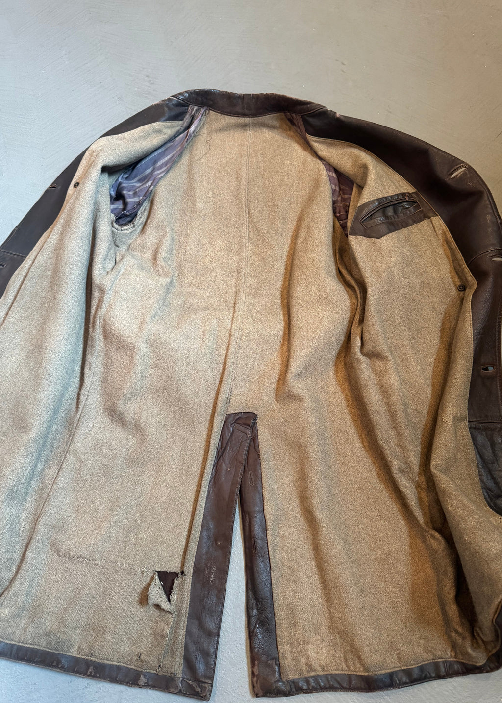 1940s European Leather Trench Coat